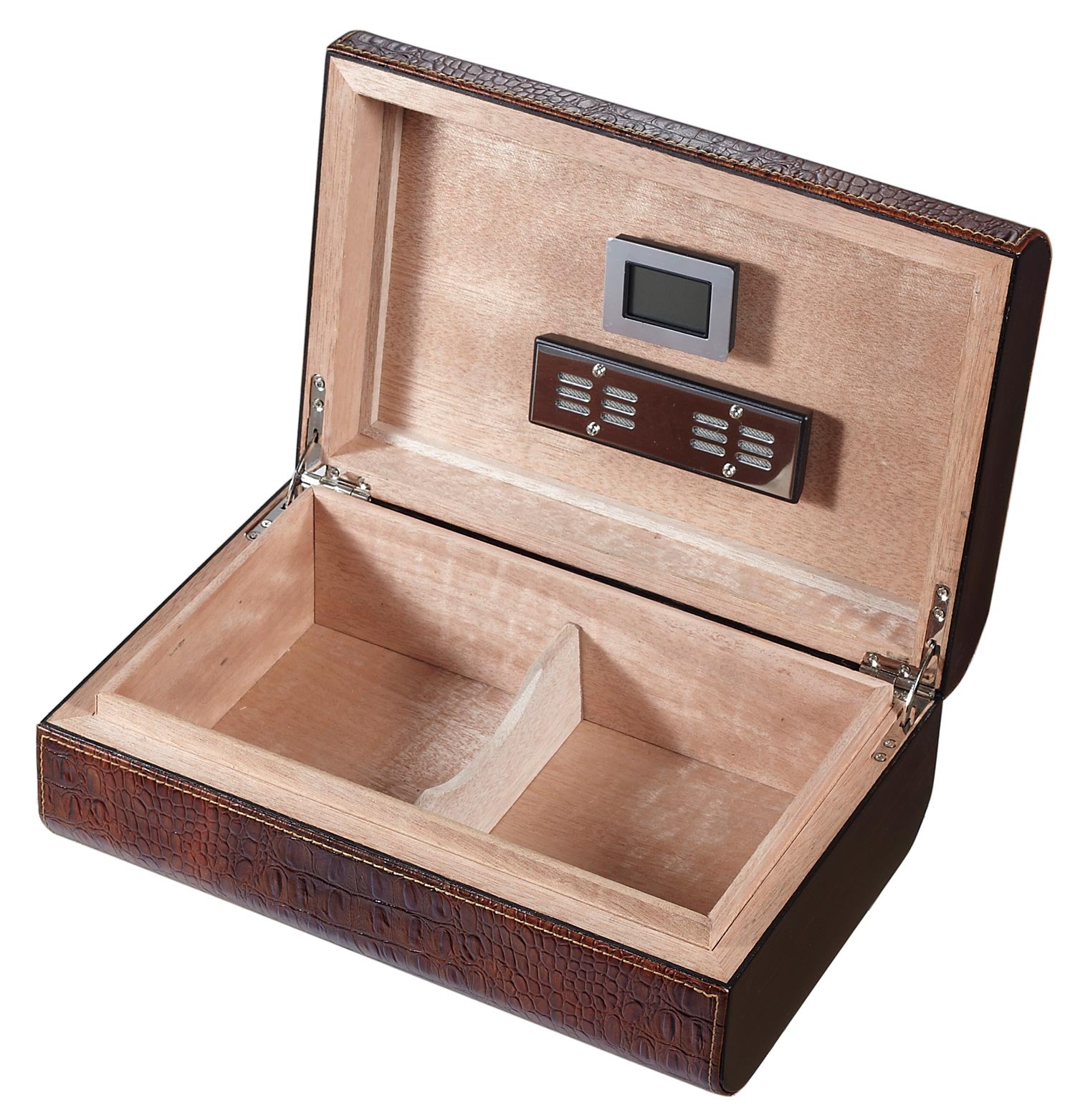 Premium Brown Crocodile Leather Cigar Humidor - Luxury Cigar Storage Case for Travel & Home Use - Perfect Gift for Cigar Enthusiasts
