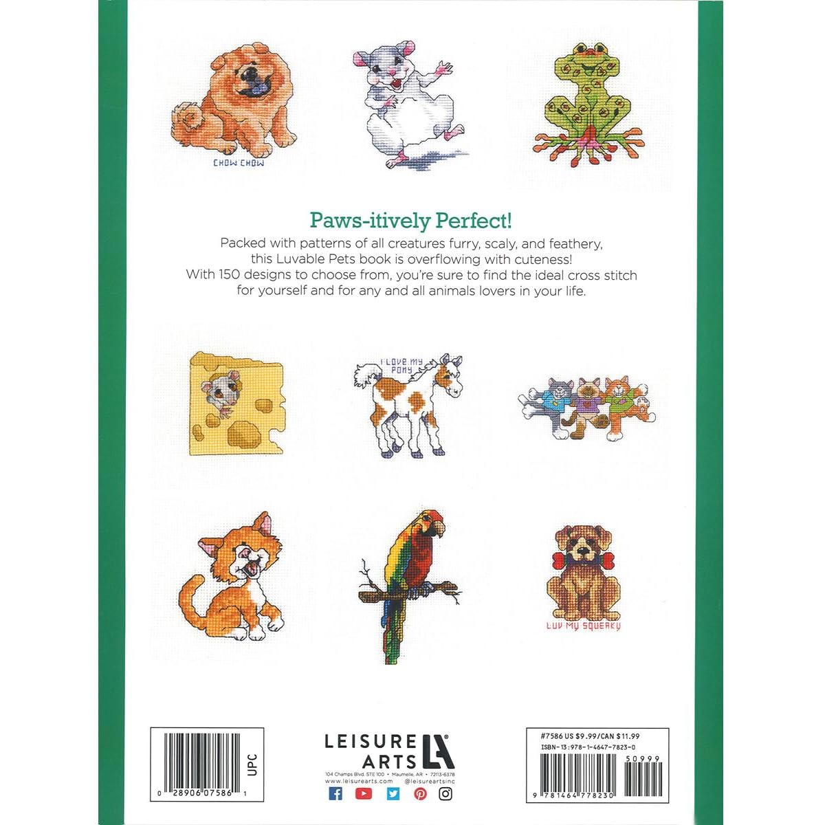 Leisure Arts Cross Stitch Luvable Pets Book - 50+ Adorable Pet Patterns for Beginners & Experts | Perfect for DIY Home Decor, Gifts & Craft Projects