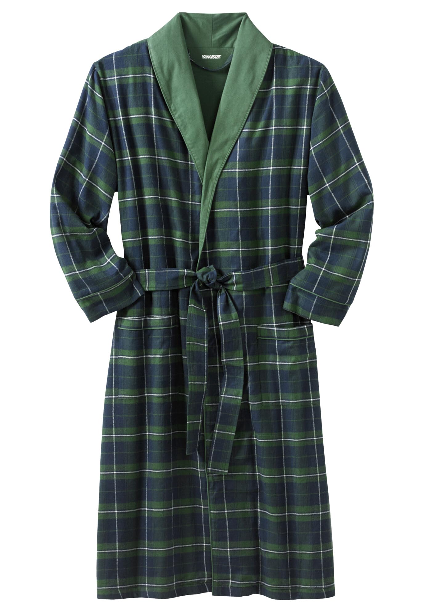 KingSize Men's Big & Tall Jersey-Lined Flannel Robe - Soft & Warm Plaid Bathrobe for Lounge & Relaxation at Home - Perfect for Winter Comfort & Gift Giving