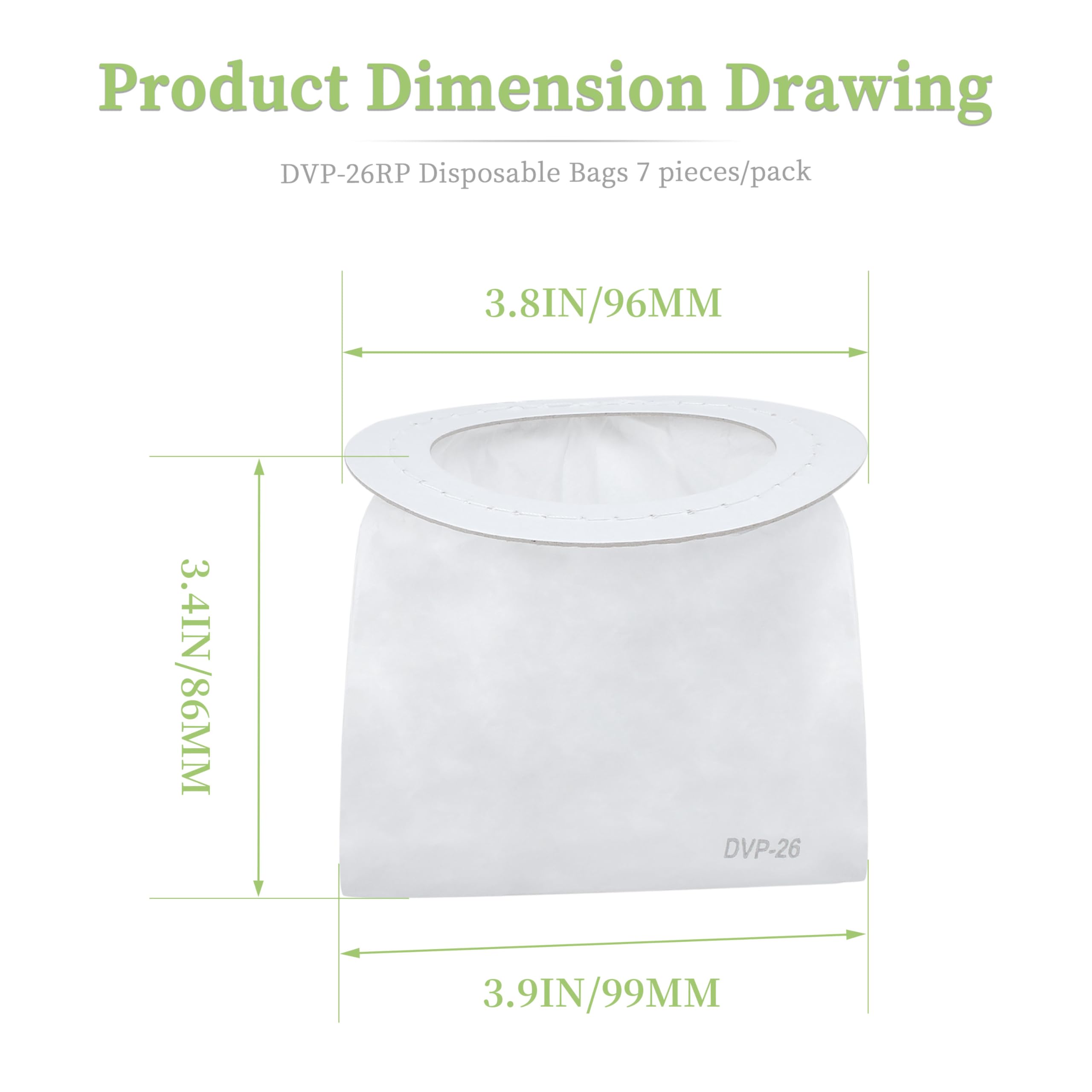 DVP-26RP Disposable Vacuum Bags for MetroVac AM/ES/MDV-1/VM Models | 7-Pack Replacement Bags for Professional Cleaning Systems | Ideal for Home, Office & Commercial Use