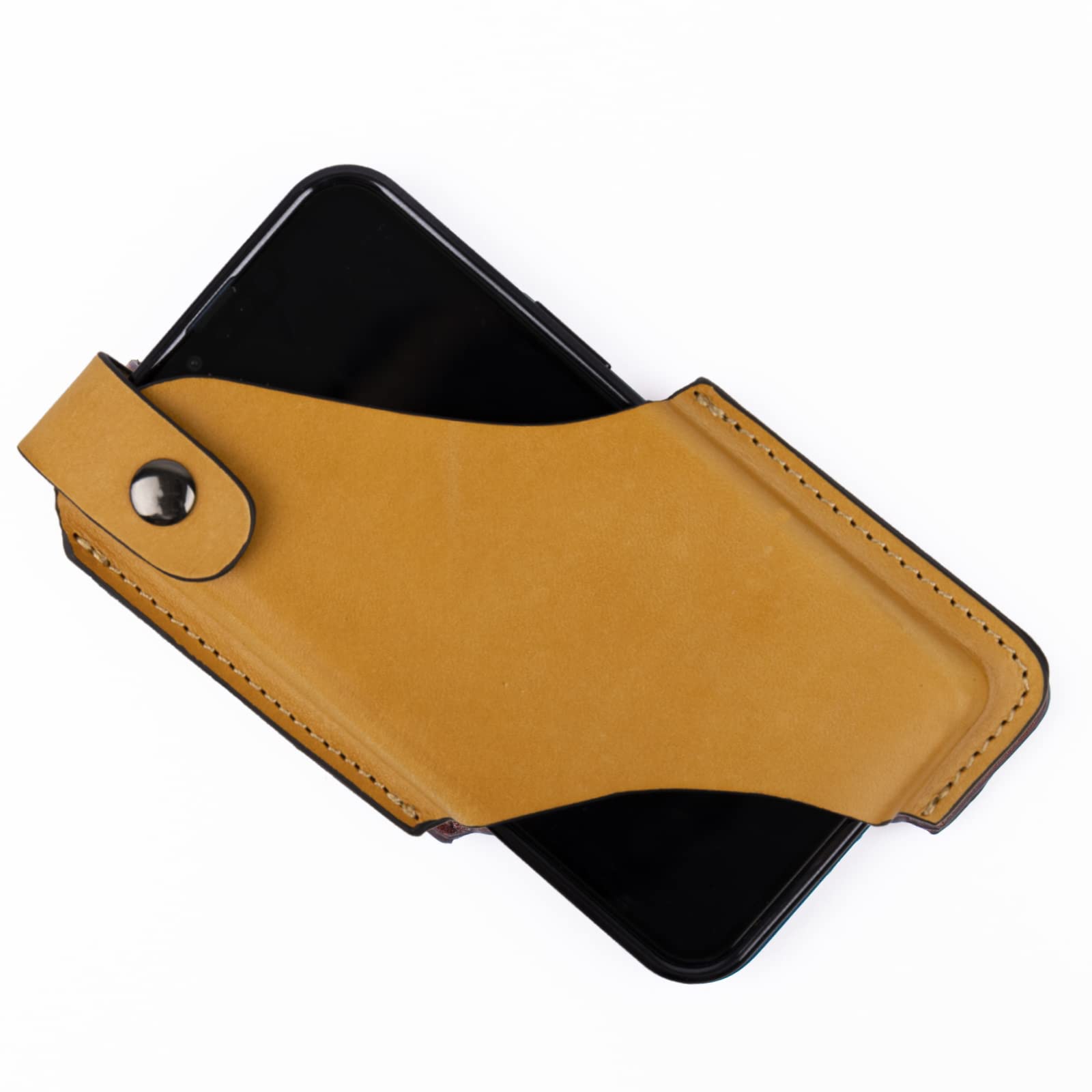 Gentlestache Leather Phone Holster - Premium Belt Loop Phone Holder with Magnetic Button for iPhone & Android - Brown Leather Belt Pouch for Men & Women | Perfect for Work, Travel & Outdoor Activities