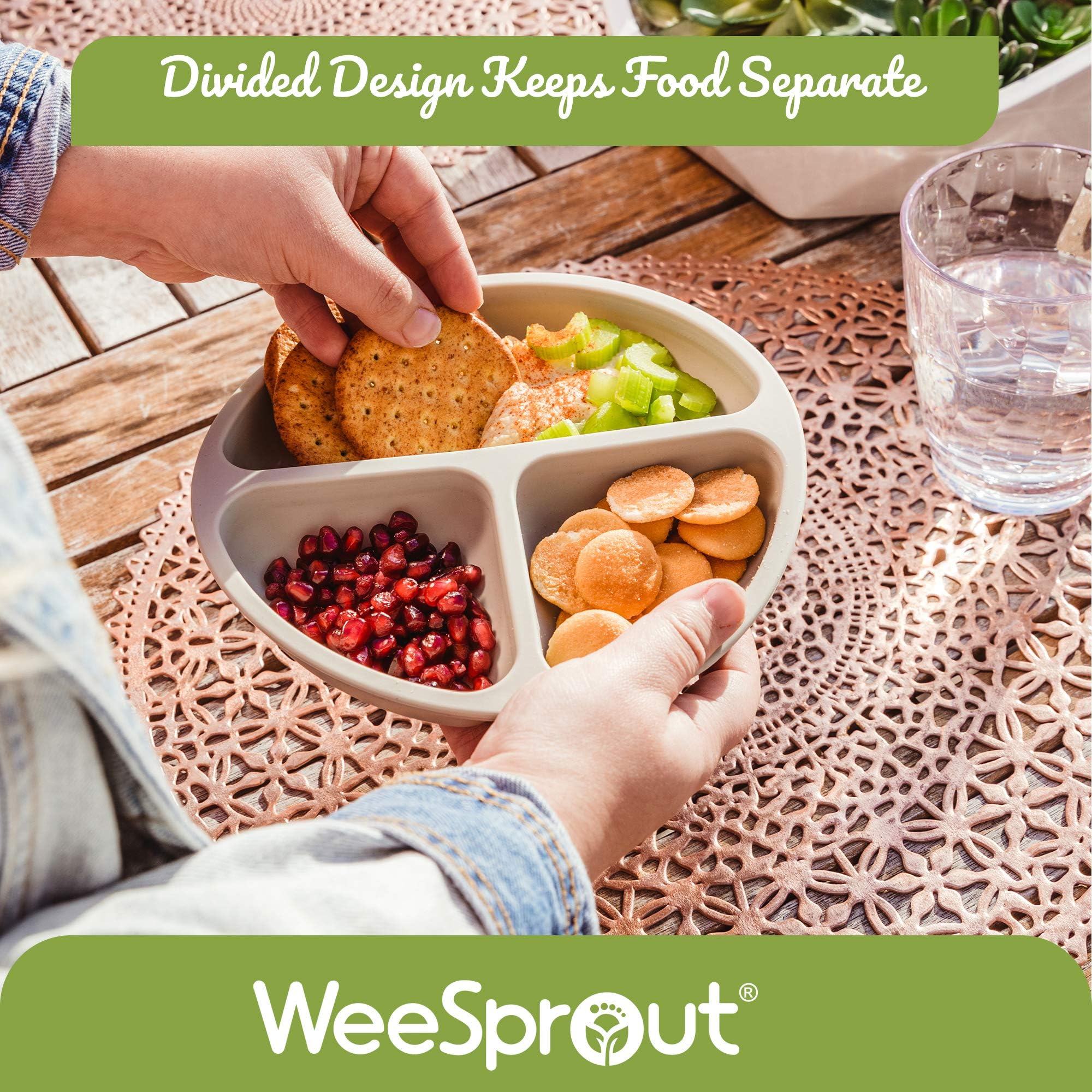 WeeSprout Silicone Divided Plates for Toddlers & Kids - 100% Food Grade, BPA-Free, Dishwasher & Microwave Safe Baby Plates - Perfect for Home, Travel, and Daycare Use