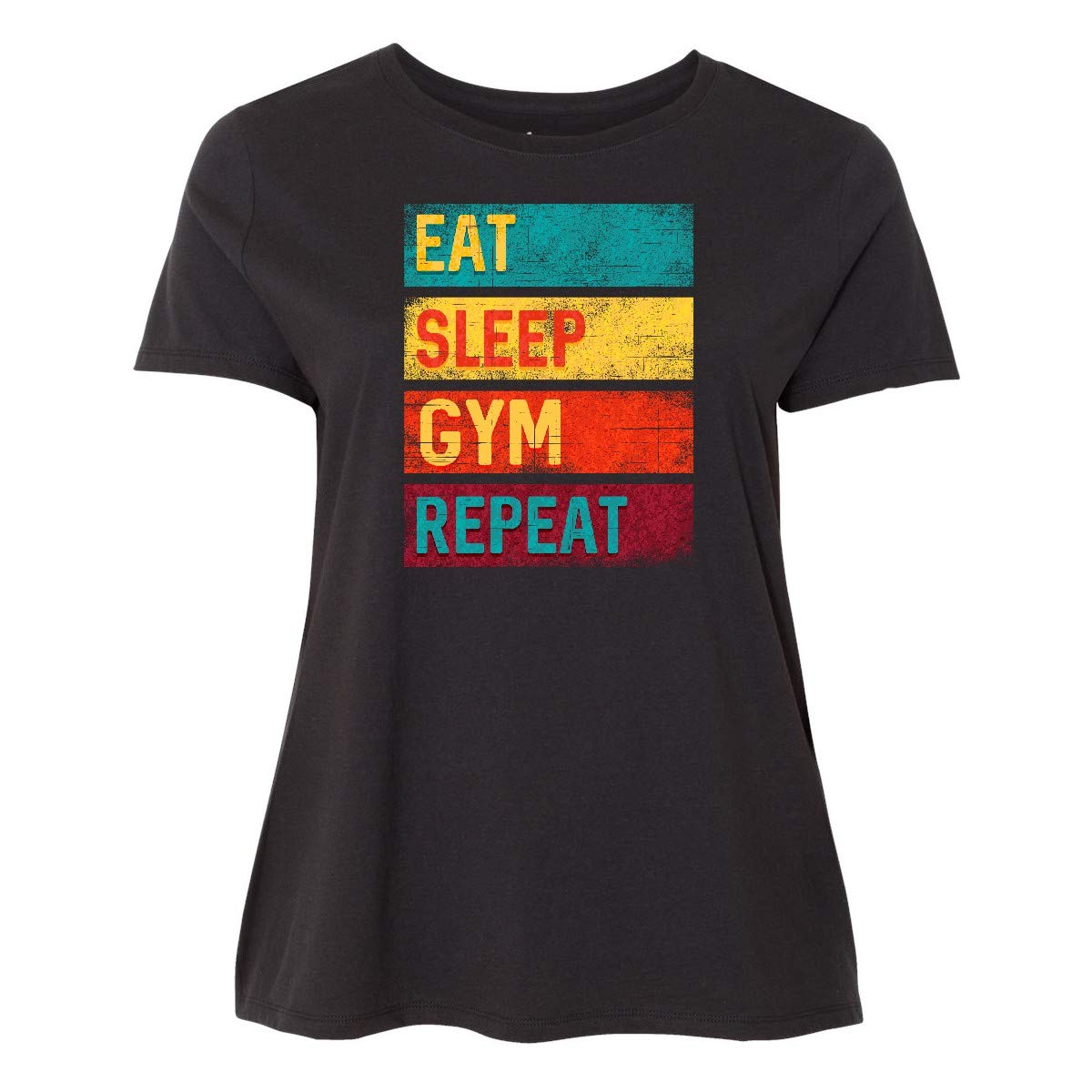 Eat Sleep Gym Repeat Women's Plus Size T-Shirt - Funny Workout Motivational Tee for Fitness Lovers - Perfect for Gym, Running & Yoga