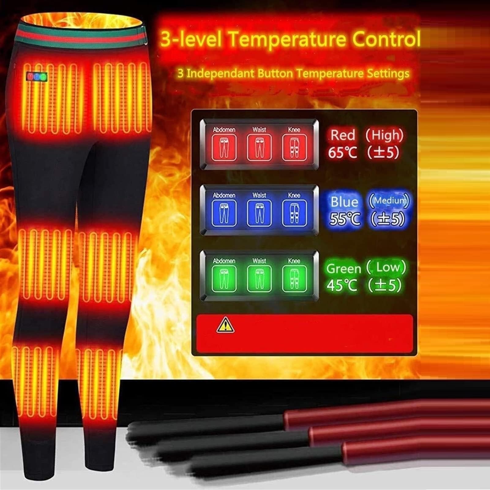 YURCI USB Electric Heated Thermal Underwear Pants for Women - Fast Heating Long Underwear with 8 Heating Pads (Battery Not Included) - Perfect for Winter, Outdoor Activities & Cold Weather Comfort