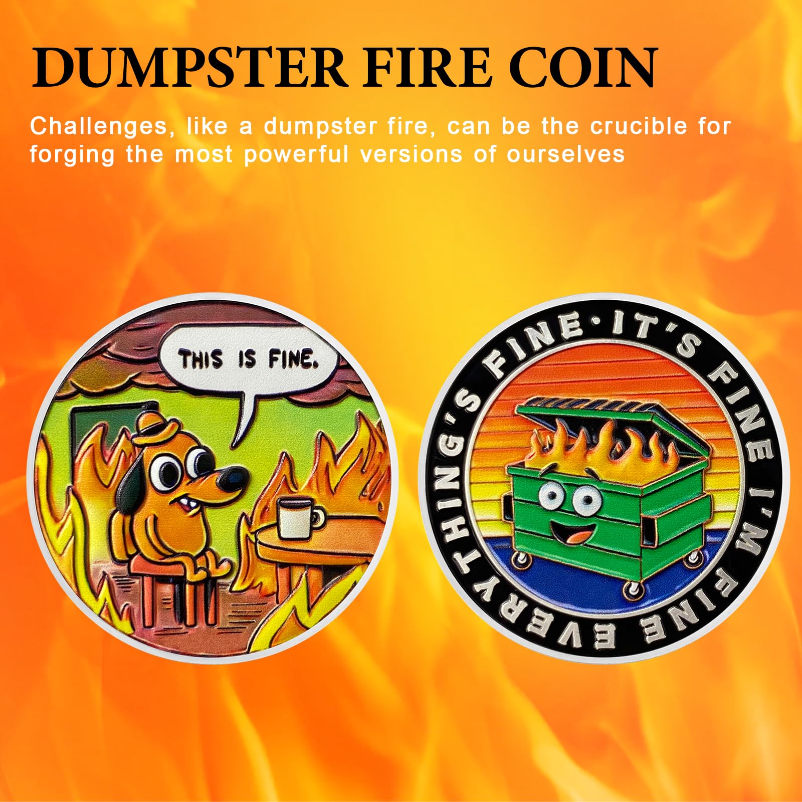 CHURYUML 10Pcs Dumpster Fire Coin Set - Funny Medallion for Coworker Gifts, Staff Appreciation, Office Humor & Unique Workplace Memorabilia - Perfect for Farewell Parties, Retirement Gifts & Team Building Events