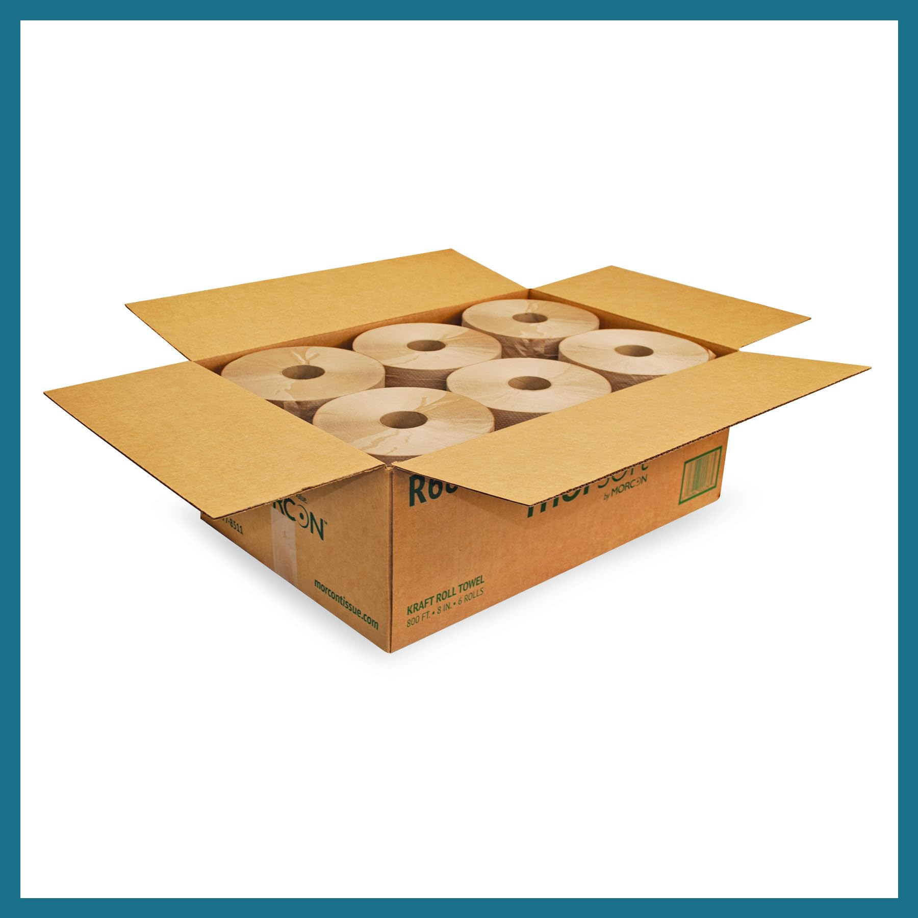 Morsoft by Morcon R6800 Universal Hardwound Roll Towels - 6 Rolls x 800 ft Brown Recycled Paper Towels (100% Post-Consumer Fibers) - Ideal for Commercial Kitchens, Restaurants & Office Break Rooms
