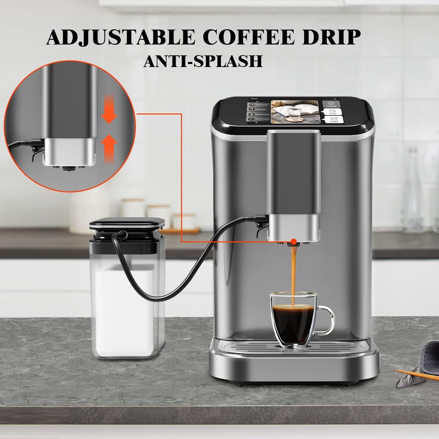 20 Bar Semi-Automatic Espresso Machine with Built-in Grinder & Milk Frother - Professional Coffee Maker with 95oz Removable Water Tank (Grey/Silver) - Perfect for Home Baristas & Coffee Shops