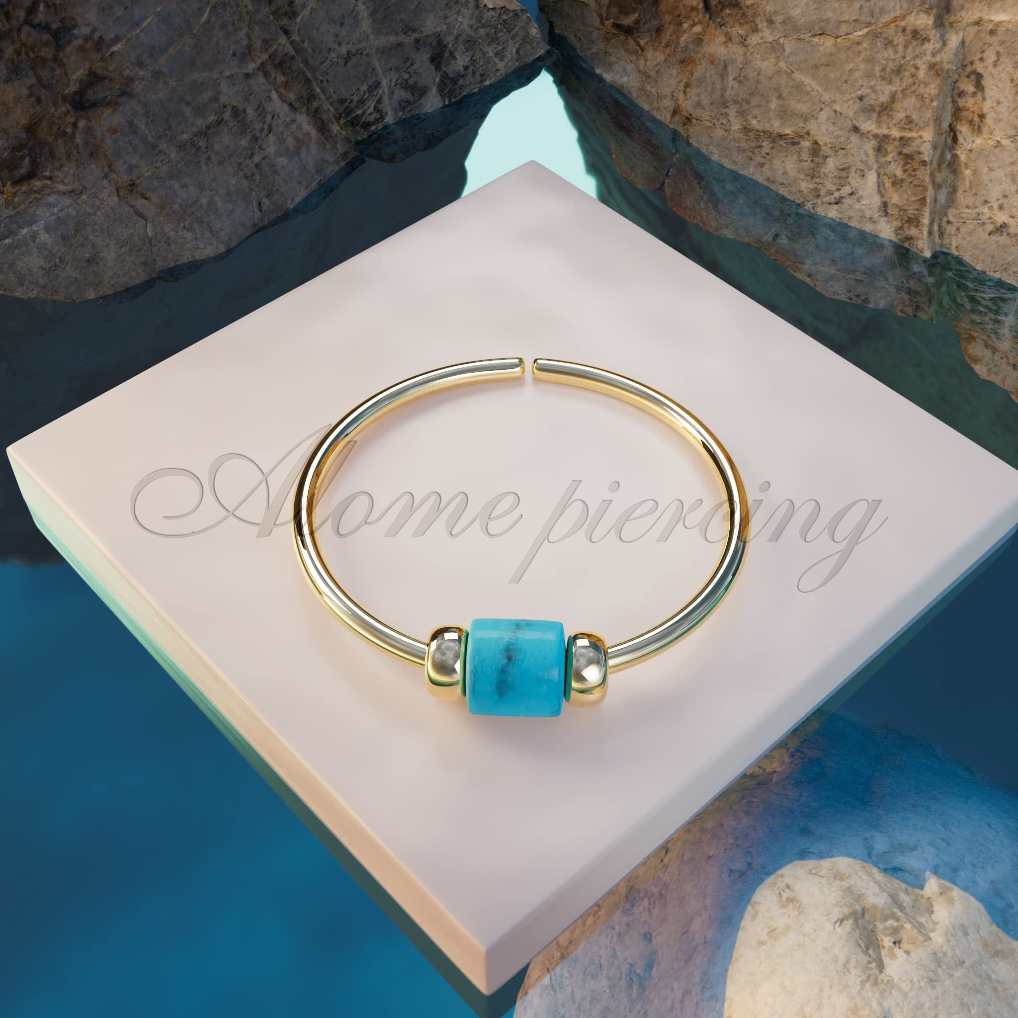 22G Tiny Turquoise Septum Ring - 14K Gold Filled Beaded Septum Hoop for Women | Perfect for Everyday Wear, Parties & Body Jewelry Collection