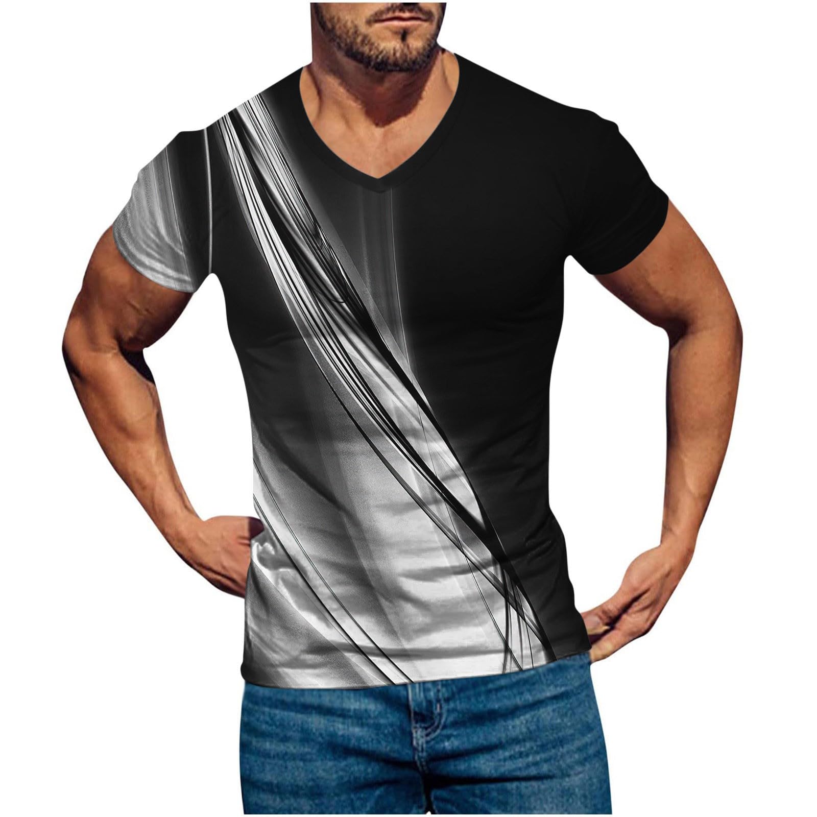Men's 3D Printed Graphic T-Shirt - Short Sleeve Casual Slim Fit Tee for Summer, Workout, Running & Gym | Breathable & Comfortable Activewear for Sports & Everyday Wear