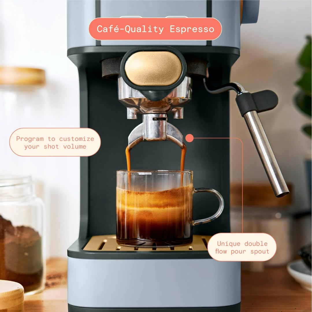 Premium 20-Bar Pressure Espresso Machine - Compact Stainless Steel Coffee Maker with Rapid Heating & Milk Frother (Cornflower Blue) for Home Baristas & Office Coffee Stations