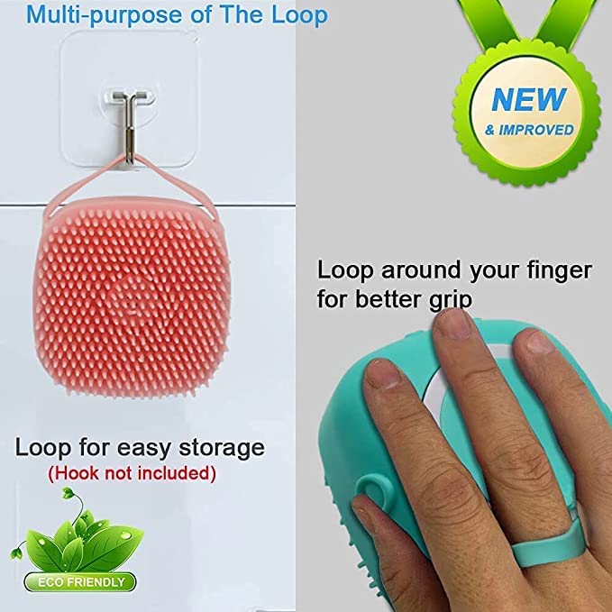 RAGHUVIR 3-Pack Silicone Body Scrubber Brush - Soft Exfoliating Shower Brush with Built-in Shampoo Dispenser for Men, Women & Kids - Skin Massage & Cleansing - Perfect for Daily Shower, Spa & Exfoliation (Multicolor)