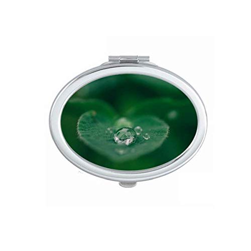 DIYthinker Dewdrop Leaf Nature Picture Mirror - Portable Folding Double-Sided Makeup & Glasses Mirror for Travel, Home Vanity, and Salon Use