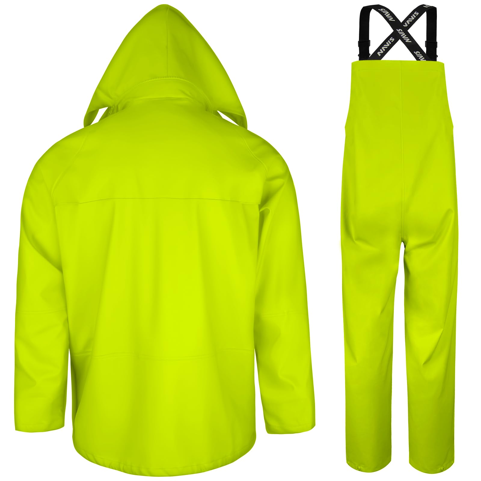 Men's Waterproof Workwear Rain Suit Set - PRO Jacket & Bib Overalls for Outdoor Construction, Fishing & Heavy Duty Protection | All-Weather Safety Gear