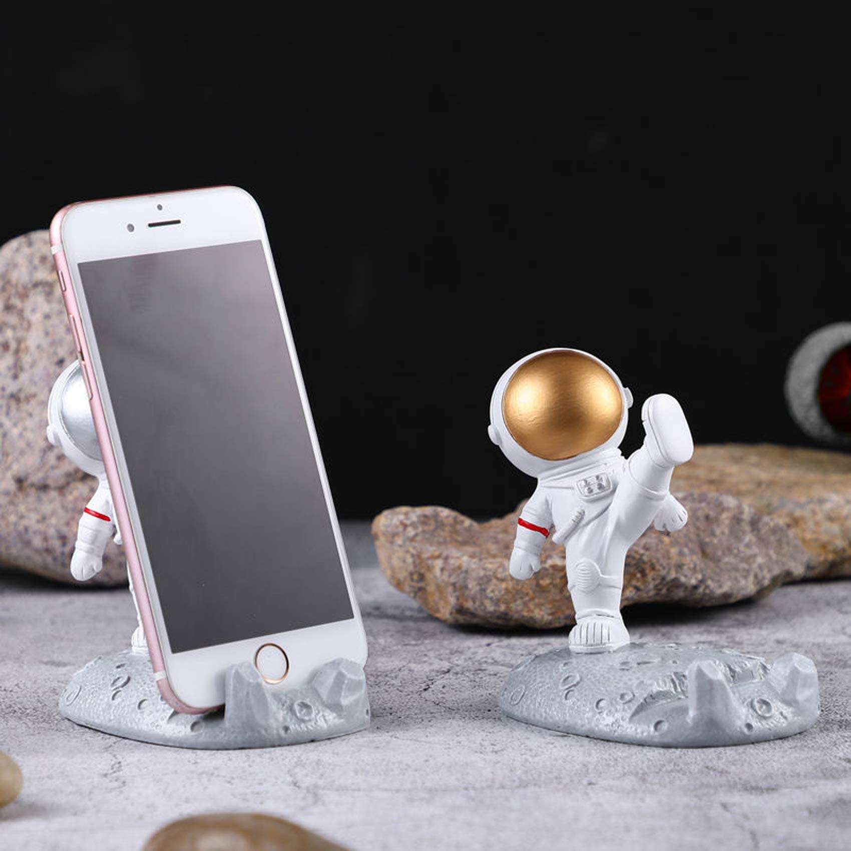 Creative Astronaut Phone Holder - Spaceman Cell Phone Stand for Desk, Home & Office - Cute & Funny Smartphone Bracket - Perfect for Work, Gaming & Video Calls