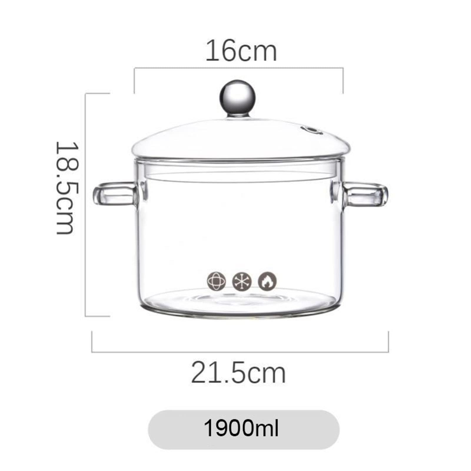 Premium Clear Glass Saucepan with Lid - 1900ml High-Temperature Resistant Transparent Stockpot for Cooking Noodles, Soup, Milk & Baby Food | Ideal for Stovetop, Induction Cooktops & Microwave Use