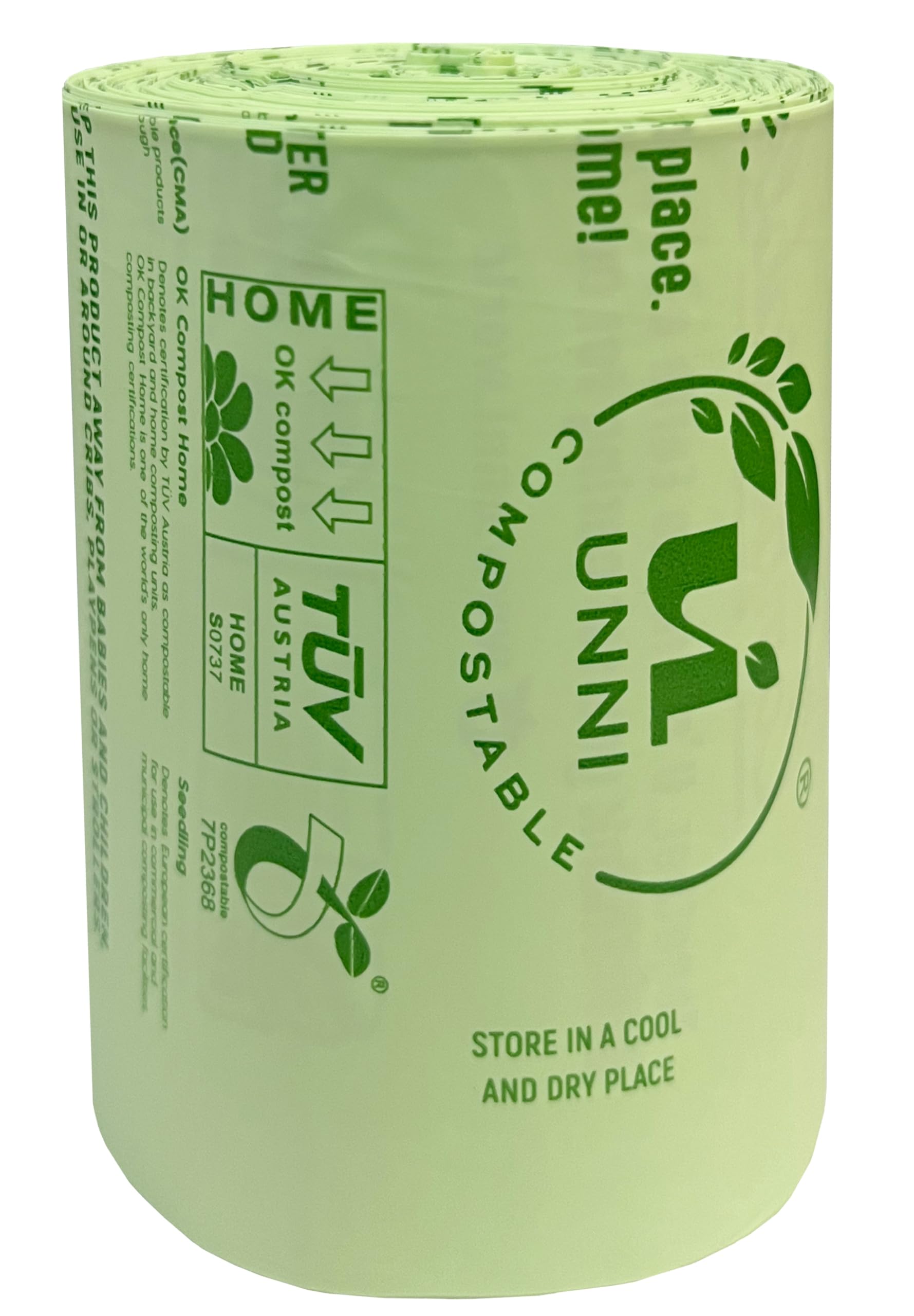 UNNI Compostable Lawn & Leaf Bags 30-33 Gallon (124 Liter) - 1.1 Mil Extra Thick - 40 Count - Yard Waste & Food Scraps Disposal - ASTM D6400, BPI, CMA & OK Compost HOME Certified - Eco-Friendly for Gardening, Landscaping & San Francisco Waste Compliance