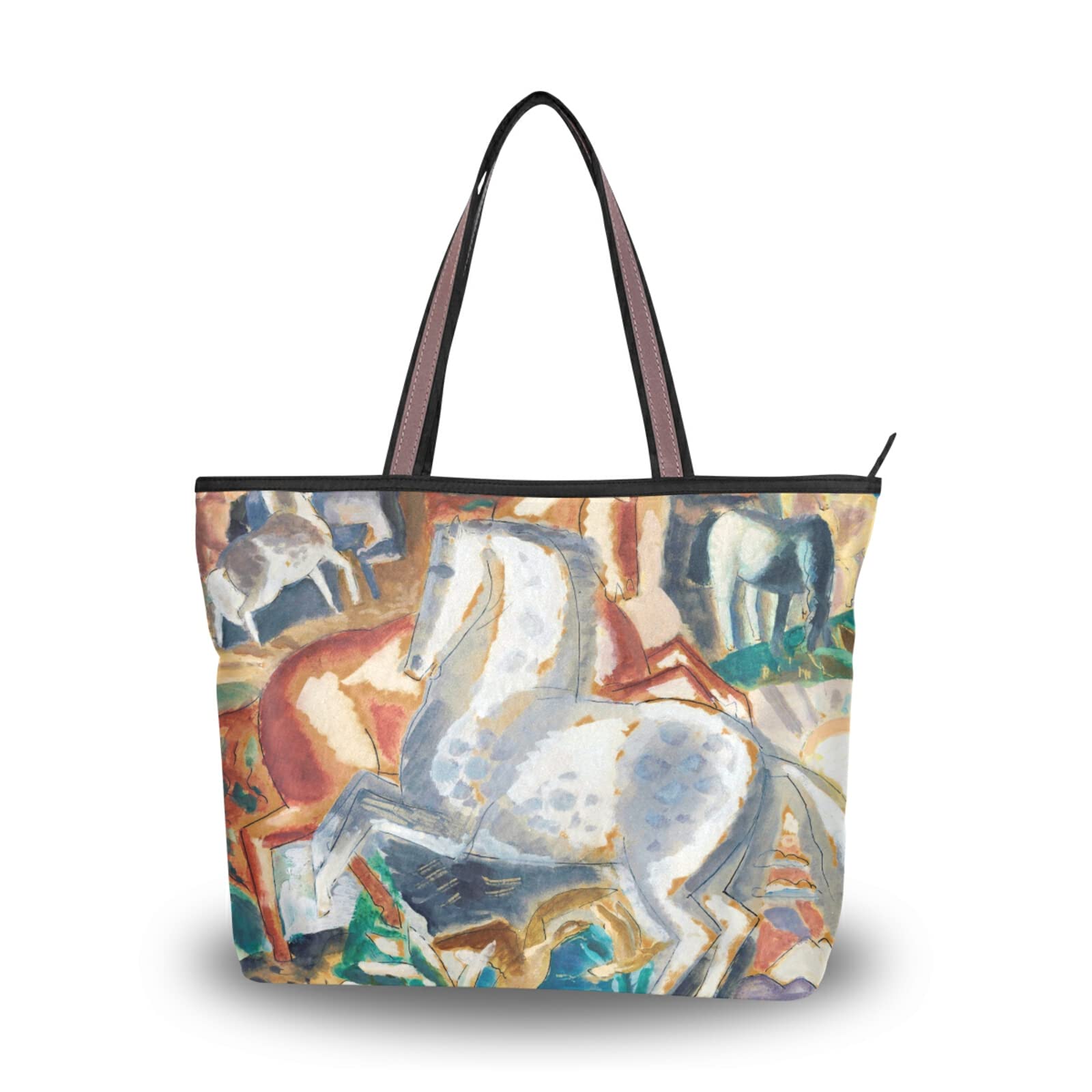 Eco-Friendly Horses in Landscape Tote Bag for Women - Reusable Canvas Shoulder Bag, Beach Tote & Shopping Handbag for Travel, Work & Daily Use