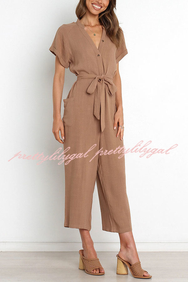 Stylish Women's Pocketed Button-Up Straight Leg Jumpsuit | Casual & Office Wear | Perfect for Work, Travel & Everyday Outfits