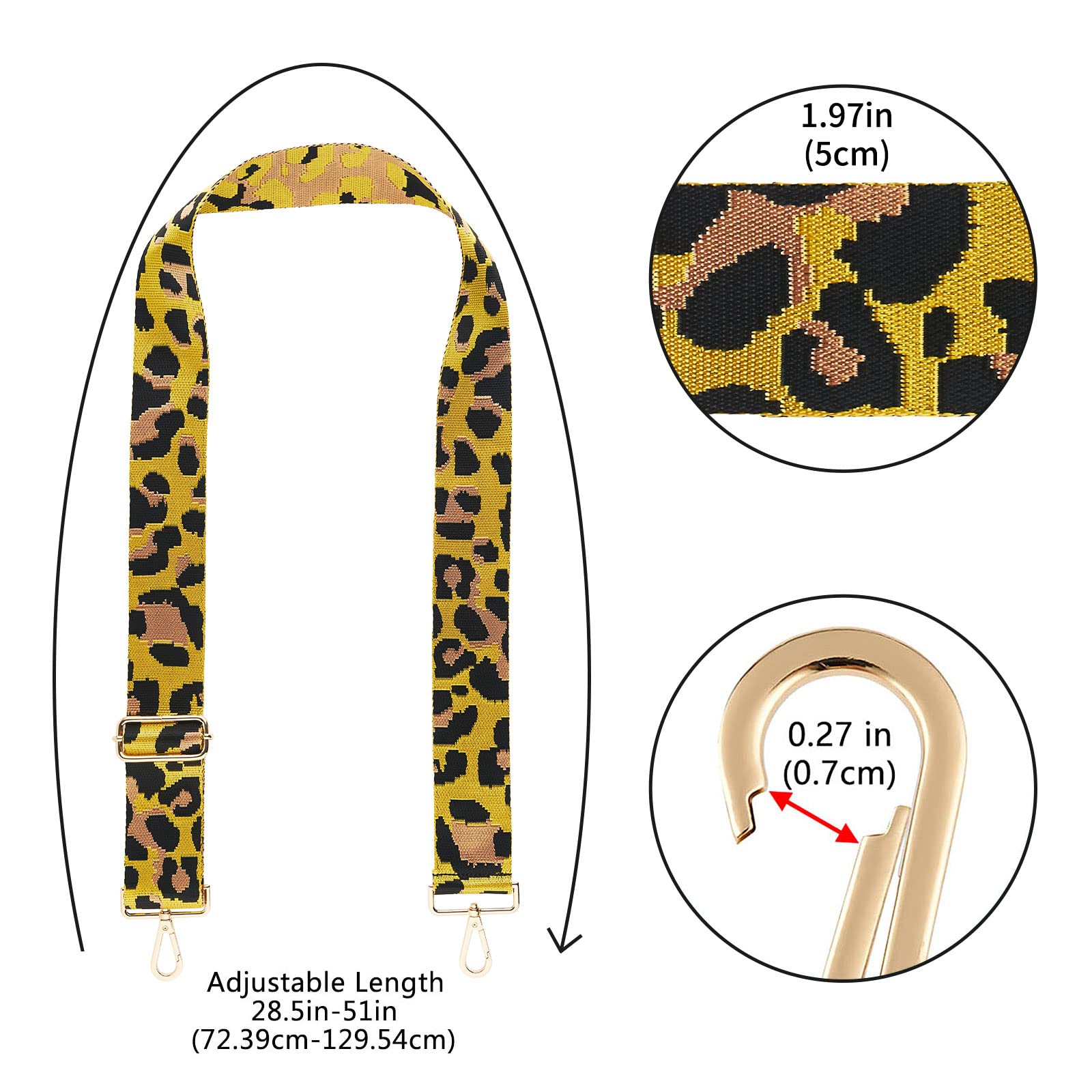 Adjustable Wide Purse Straps Replacement - Gold Hardware Crossbody Shoulder Strap for Women | Perfect for Handbags, Totes & Everyday Use