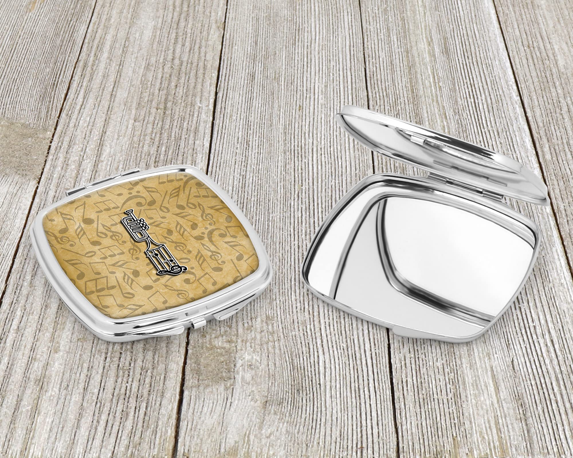 Caroline's Treasures CJ2004-ISCM Letter I Musical Instrument Alphabet Compact Mirror - Portable Folding Handheld Travel Makeup Mirror for Women & Girls, Perfect Gift for Musicians, Students & Makeup Lovers - Ideal for Concerts, Travel, School & Daily Beauty Routine