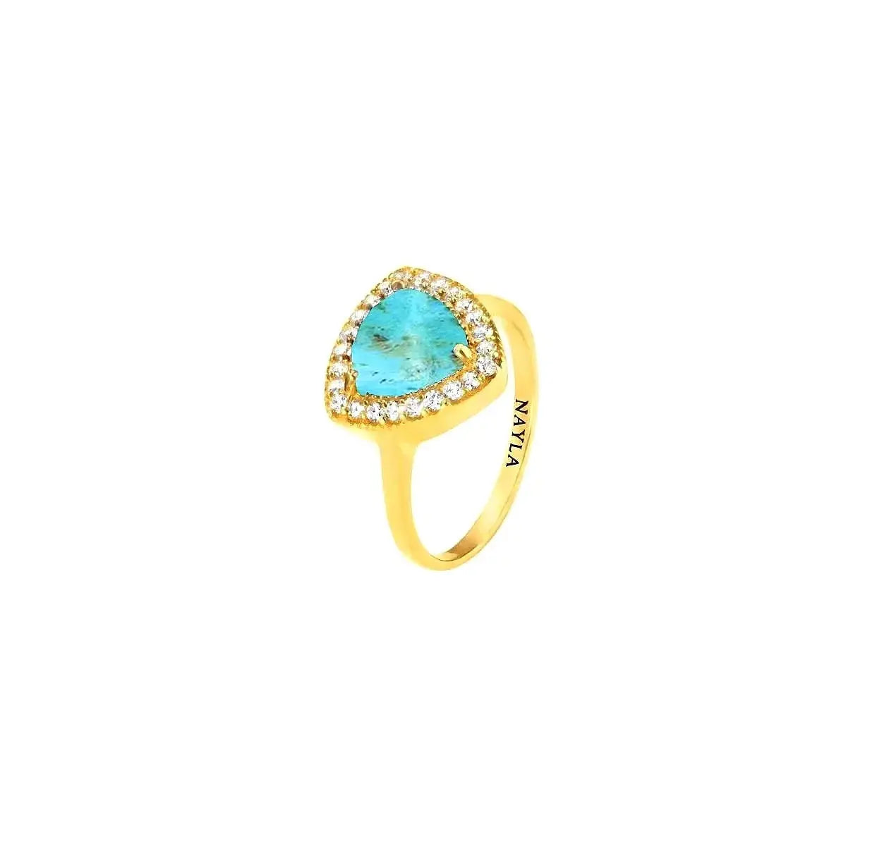Turquoise CZ Diamond Trillion Cut Ring for Women - Elegant Statement Jewelry for Parties, Weddings & Special Occasions