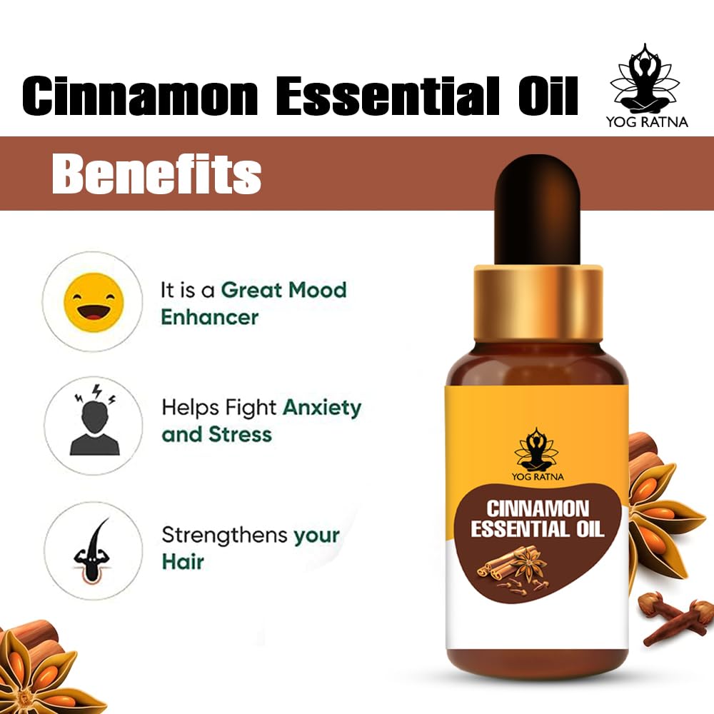 100% Pure Natural Cinnamon Essential Oil for Skin & Hair Care, Home Aromatherapy Diffuser, Undiluted Therapeutic Grade (30ml) - Perfect for Relaxation, Massage & DIY Beauty Products