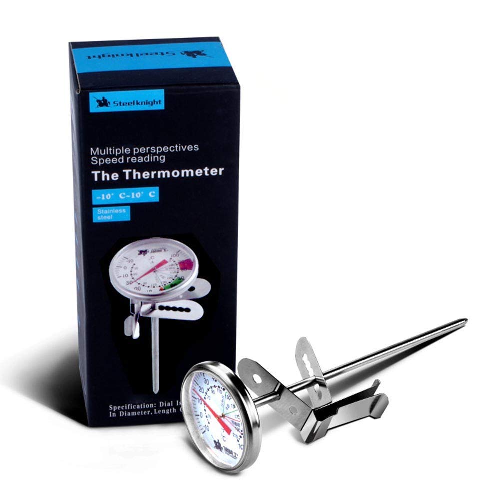 **ATIN Stainless Steel Coffee Thermometer - Accurate Clip-on Barista Tool for Milk Foam & Espresso - Perfect for Home Brewing & Professional Use (Silver)**