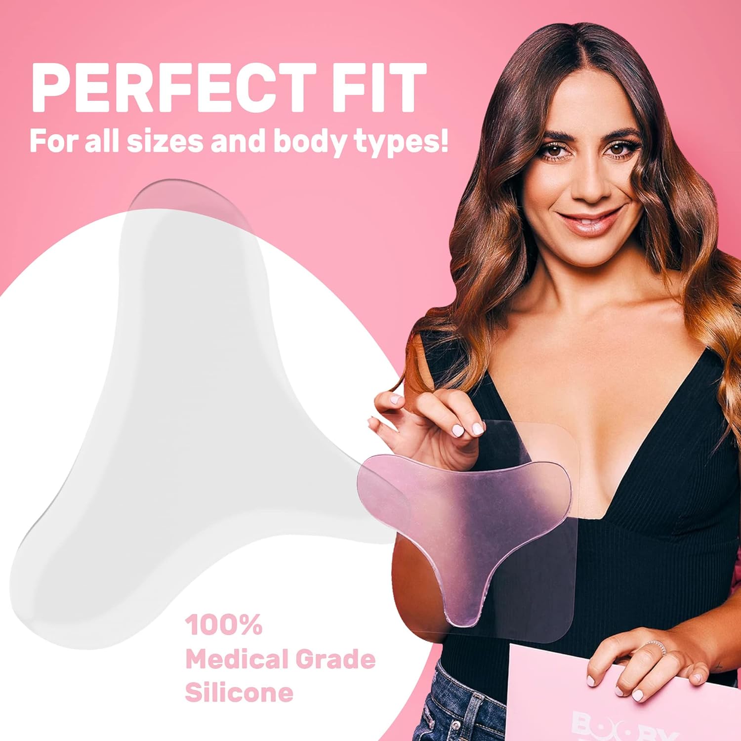 Booby Tape Anti-Wrinkle Silicone Chest Pads - Medical Grade Reusable Breast Tape for Overnight Skin Treatment (1 Count) - Perfect for Post-Surgery Recovery, Lifting & Enhancing Natural Shape