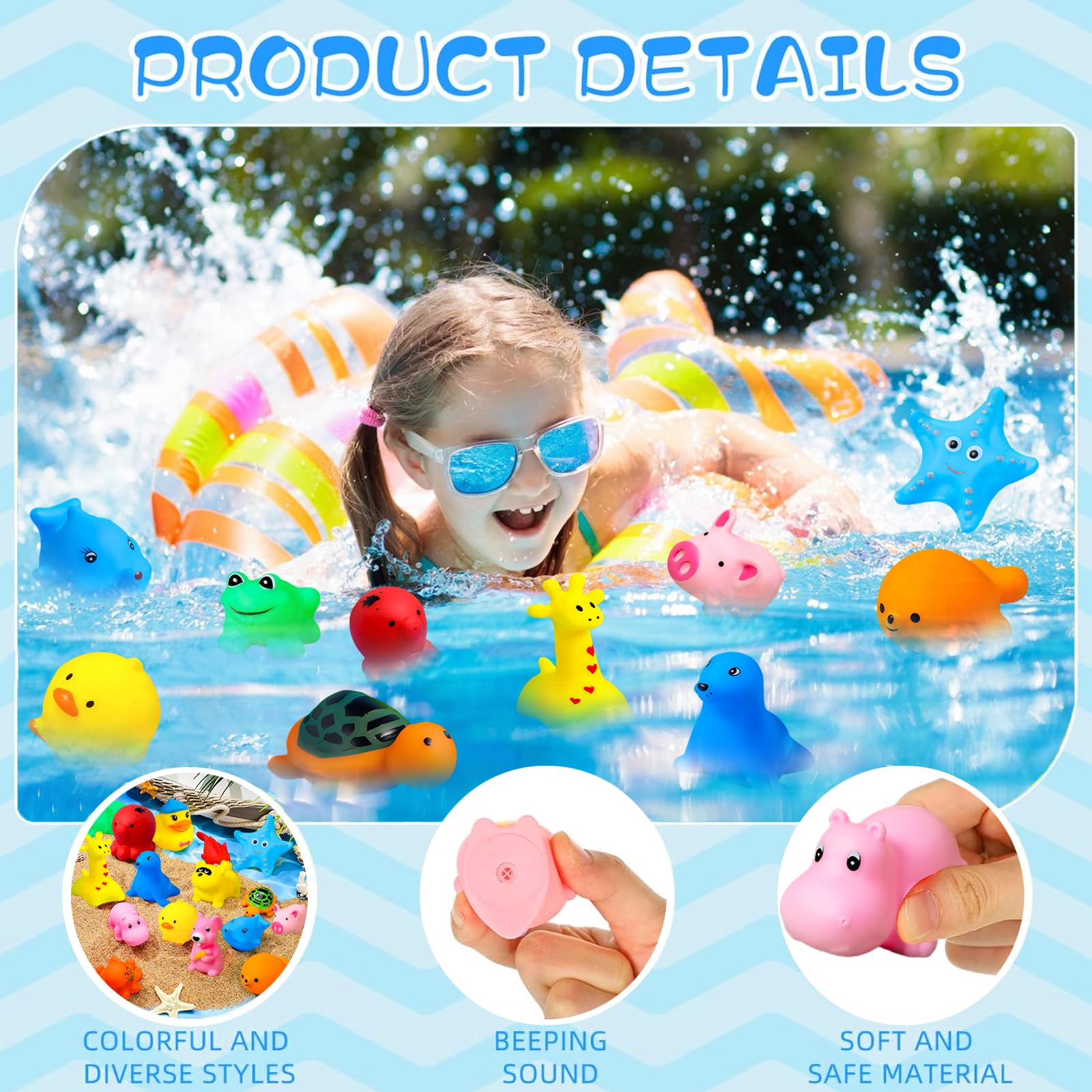 24-Piece Farm & Ocean Animal Baby Bath Toys Set - Rubber Ducks & Sea Creatures for Toddlers & Kids - Water Play Toys for Boys & Girls - Perfect for Bath Time, Summer Beach, Pool Parties & Birthday Favors