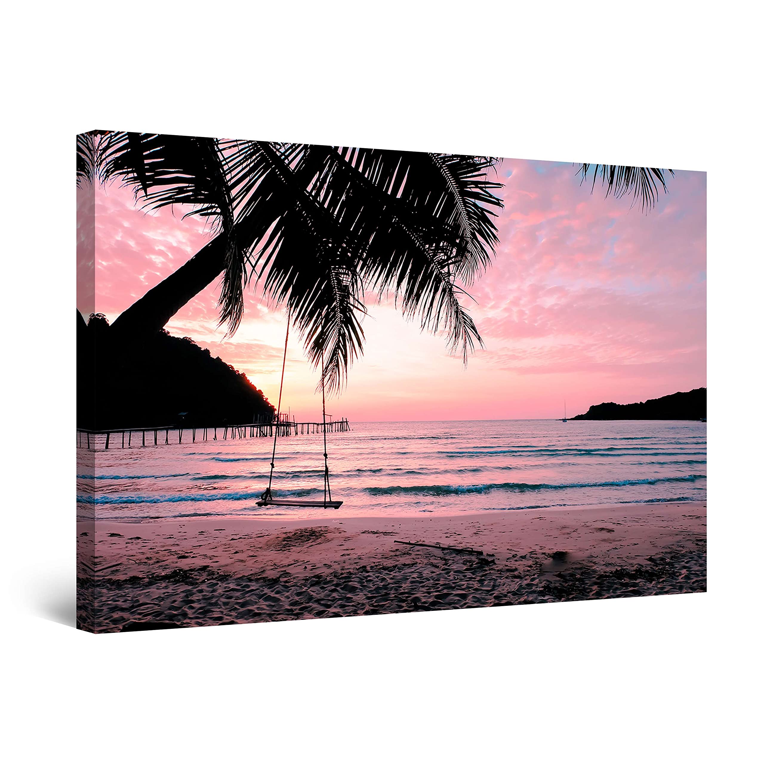 Startonight Purple Beach Landscape Canvas Wall Art - 32