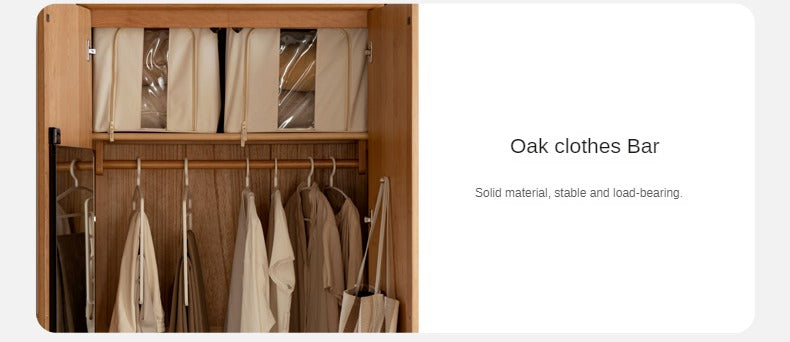 Solid Oak and Cherry Wood Wardrobe - Elegant and Durable Closet for Bedroom, Living Room, or Walk-In Closet Storage