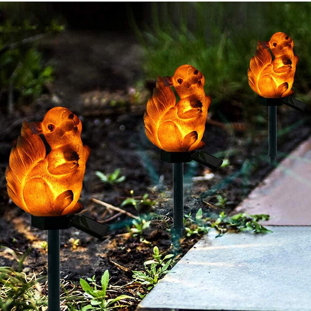 Solar Squirrel LED Yard Lights - Waterproof Outdoor Landscape Lighting for Garden, Lawn, Patio & Walkway | Warm White Solar-Powered Animal Decor | Perfect for Evening Ambiance & Pathway Illumination