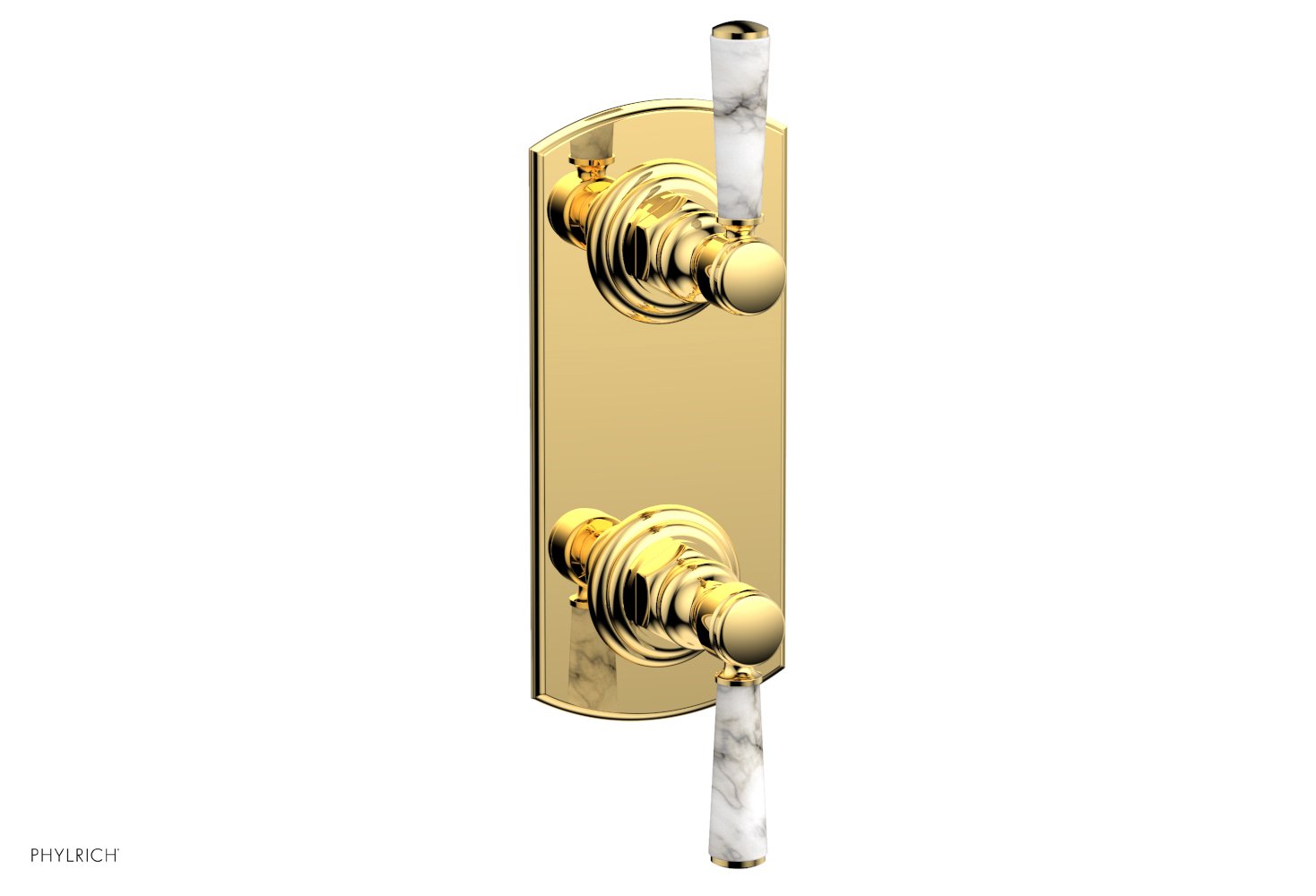 HEX TRADITIONAL / HENRI 1/2 Thermostatic Valve with Volume Control or Diverter - White Marble Handles (4 155) - Perfect for Bathroom & Shower Fixture Upgrades