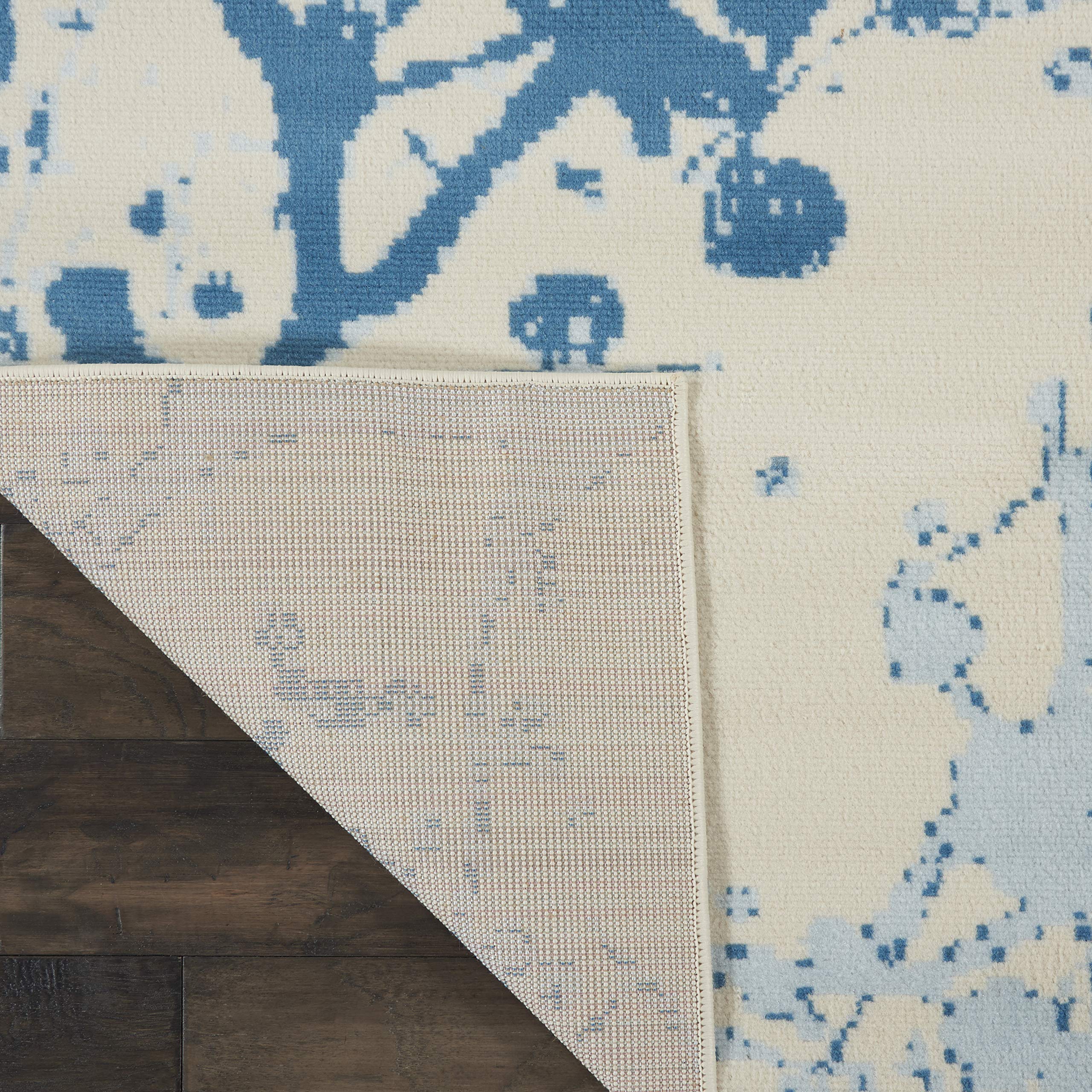 Nourison Jubilant Abstract Ivory/Blue 8x10 Area Rug - Easy Clean, Non-Shedding, Stain Resistant for Living Room, Bedroom, Dining Room & Kitchen | Soft & Durable Modern Home Decor