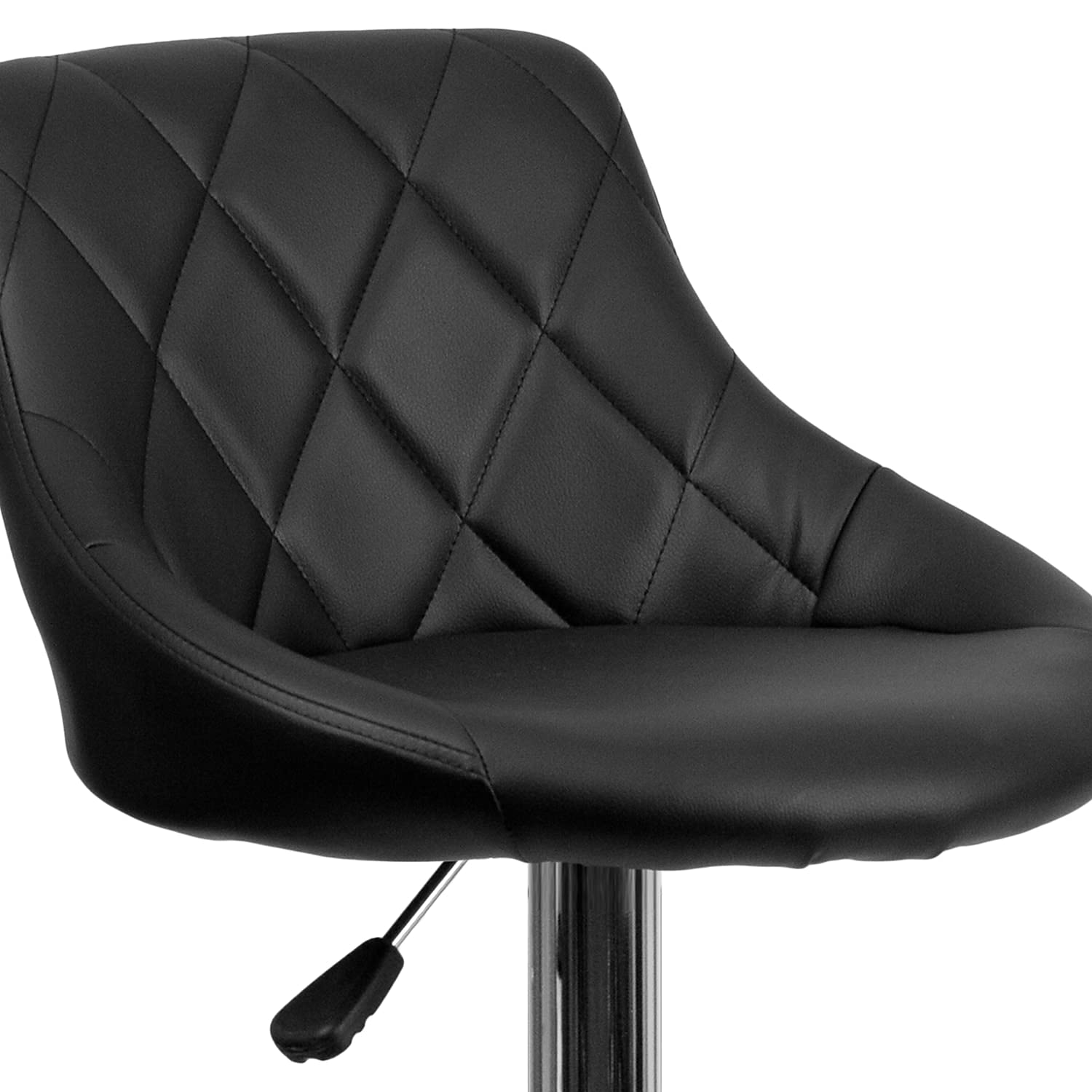 Flash Furniture Caldwell 2-Pack Adjustable Height Bar Stools - Contemporary Black Vinyl Bucket Seats with Diamond Pattern Back & Chrome Base - Perfect for Kitchen Islands, Home Bars & Counter Dining