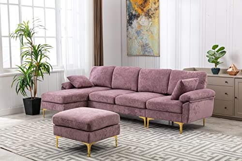 L Shaped With Ottoman-purple