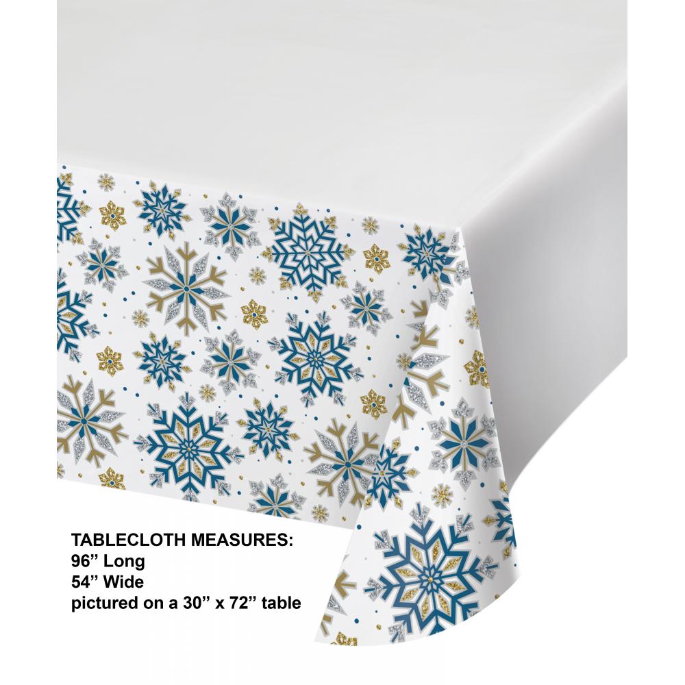 12-Piece Whimsical Winter Paper Tablecover Set with Border Print - Bulk Party Supplies for Holiday Decorations, Christmas Dinner, and Winter Themed Events