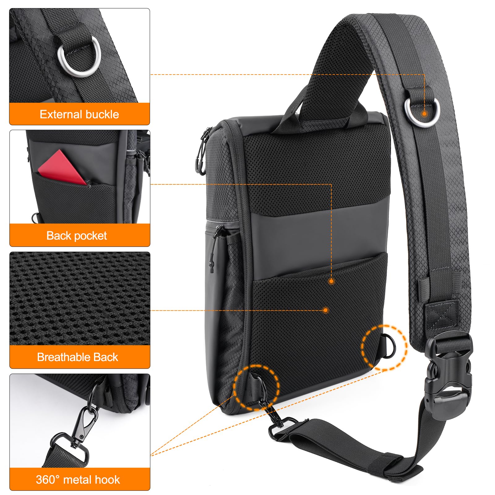 Waterproof Sling Camera Bag for DSLR SLR Mirrorless - Crossbody Chest Backpack for Photographers & Travel - Perfect for Hiking, Outdoor Adventures & Daily Commute