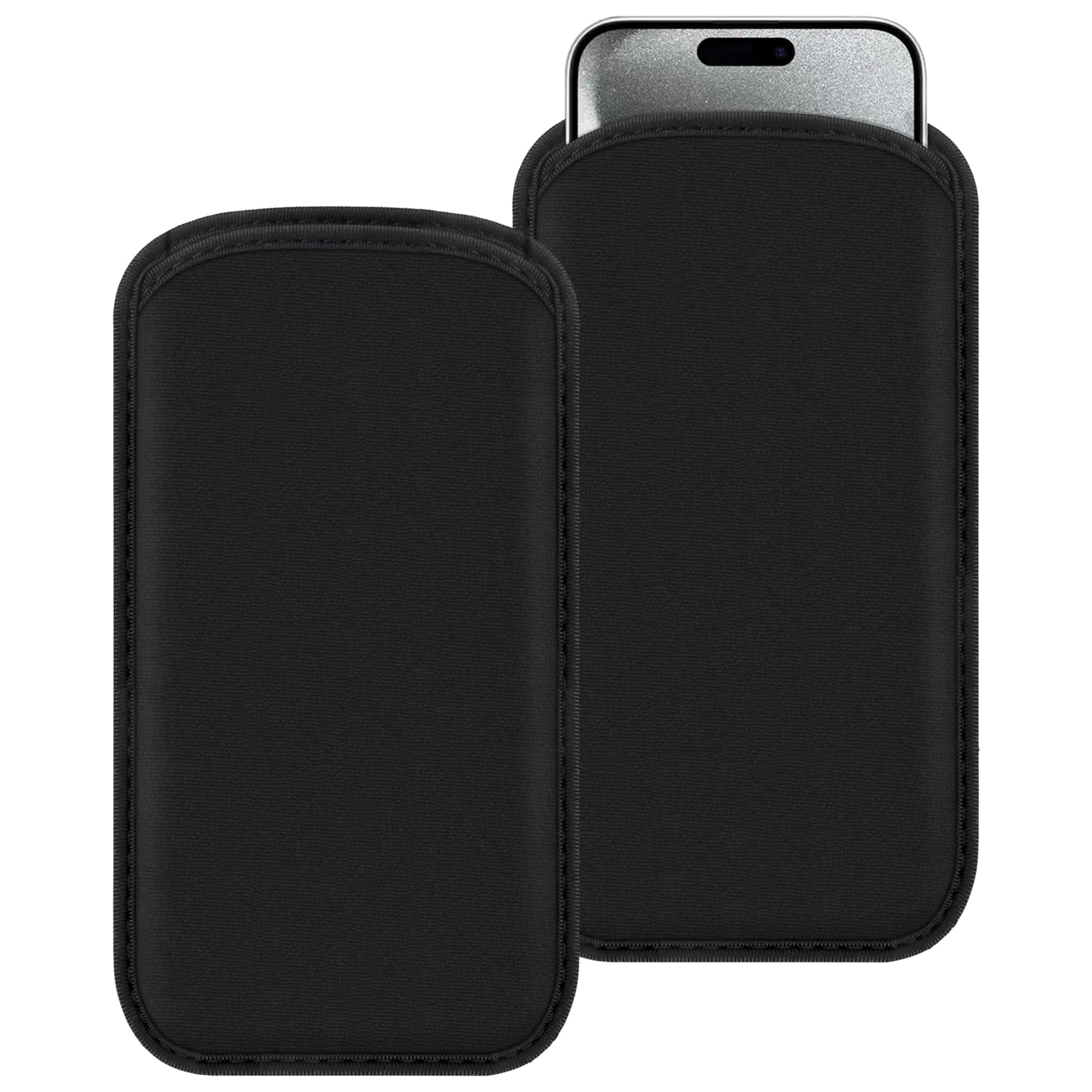 2 Pack Neoprene Phone Sleeve Pouch for iPhone 15 Pro Max/14 Pro Max/13 Pro Max/12 Pro Max - Shockproof & Scratch Resistant Protective Case (Black) - Perfect for Gym, Travel & Everyday Use