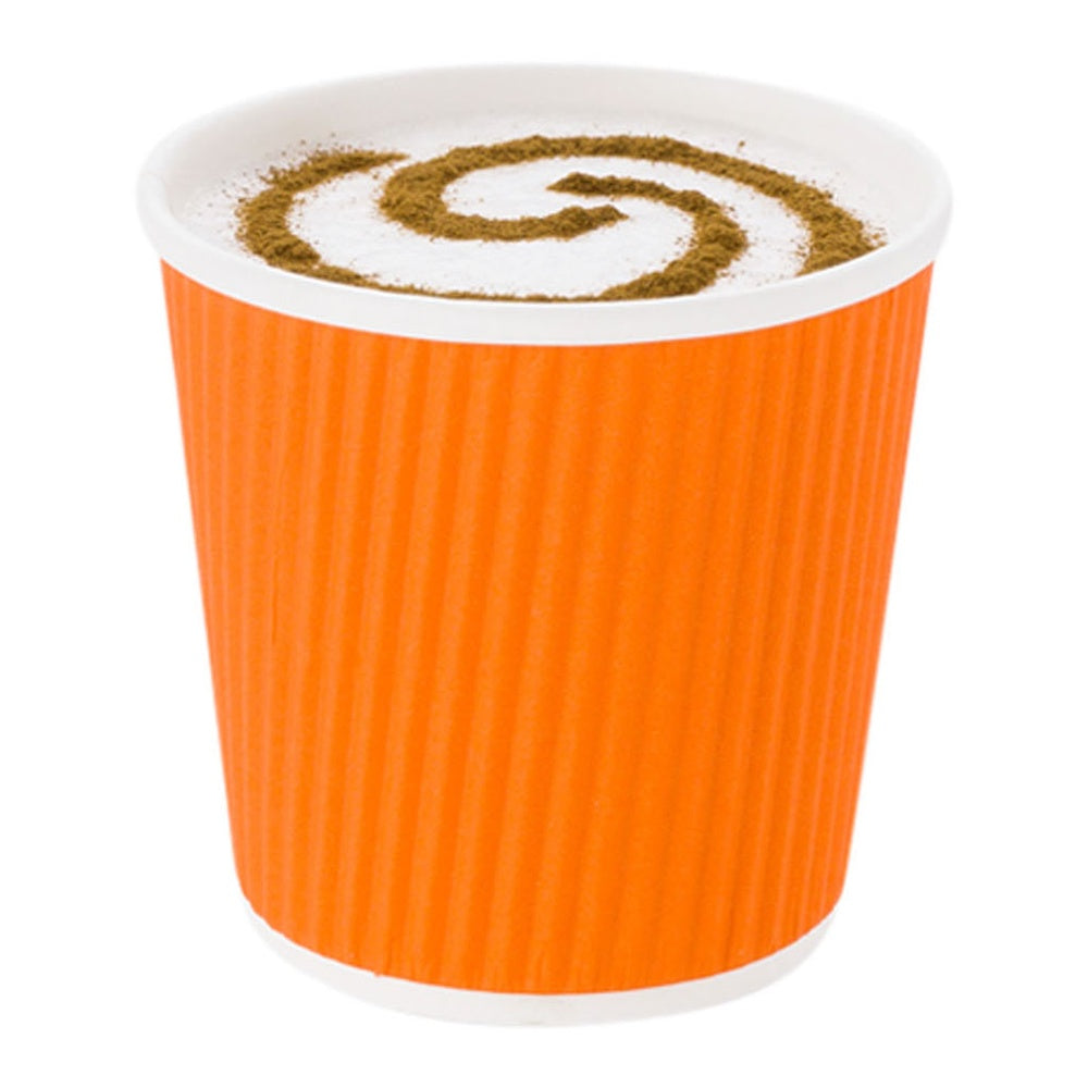 4 oz Tangerine Orange Paper Coffee Cups with Ripple Wall - 2.5