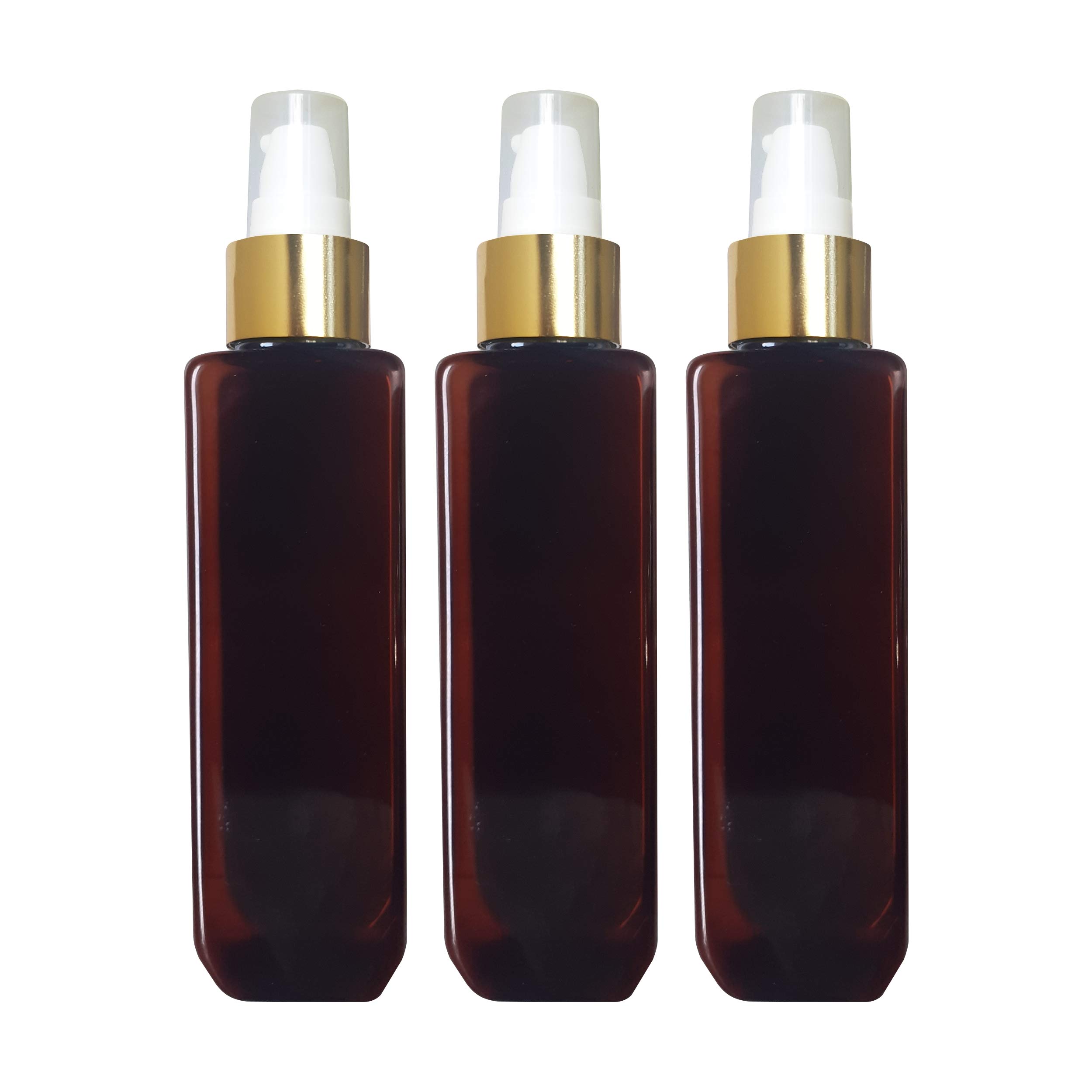 MARKSCLEAR Zenvista 200ml Amber Empty Pump Bottle (Pack of 3) - Refillable Cosmetic Dispenser for Shampoo, Hair Oil, Sanitizer & Essential Oils | Perfect for Travel, Salon Use & DIY Beauty Products