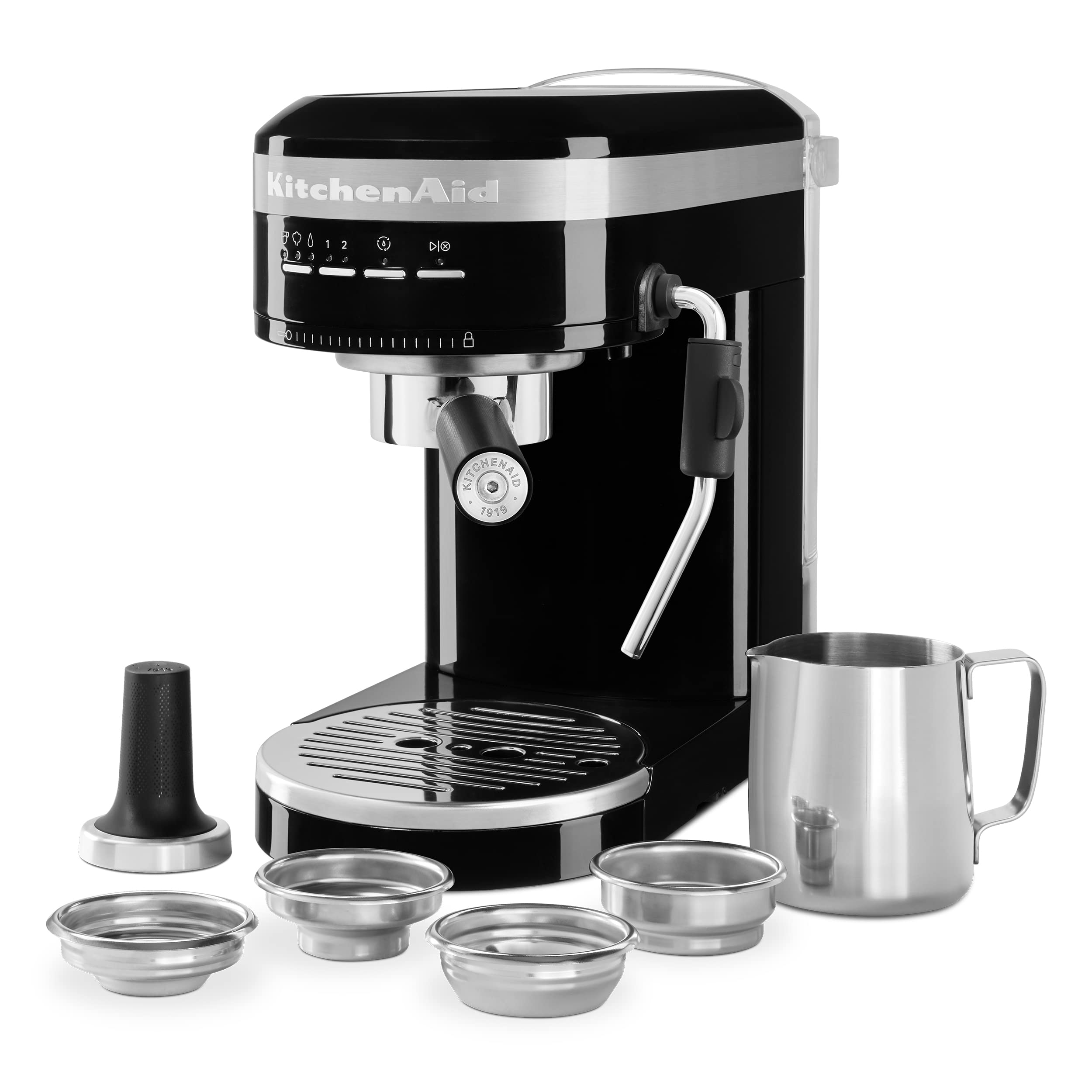 KitchenAid KES6503 Black 1.4L Semi-Automatic Espresso Machine for Home Barista - Perfect for Coffee Lovers, Small Kitchens & Entertaining Guests