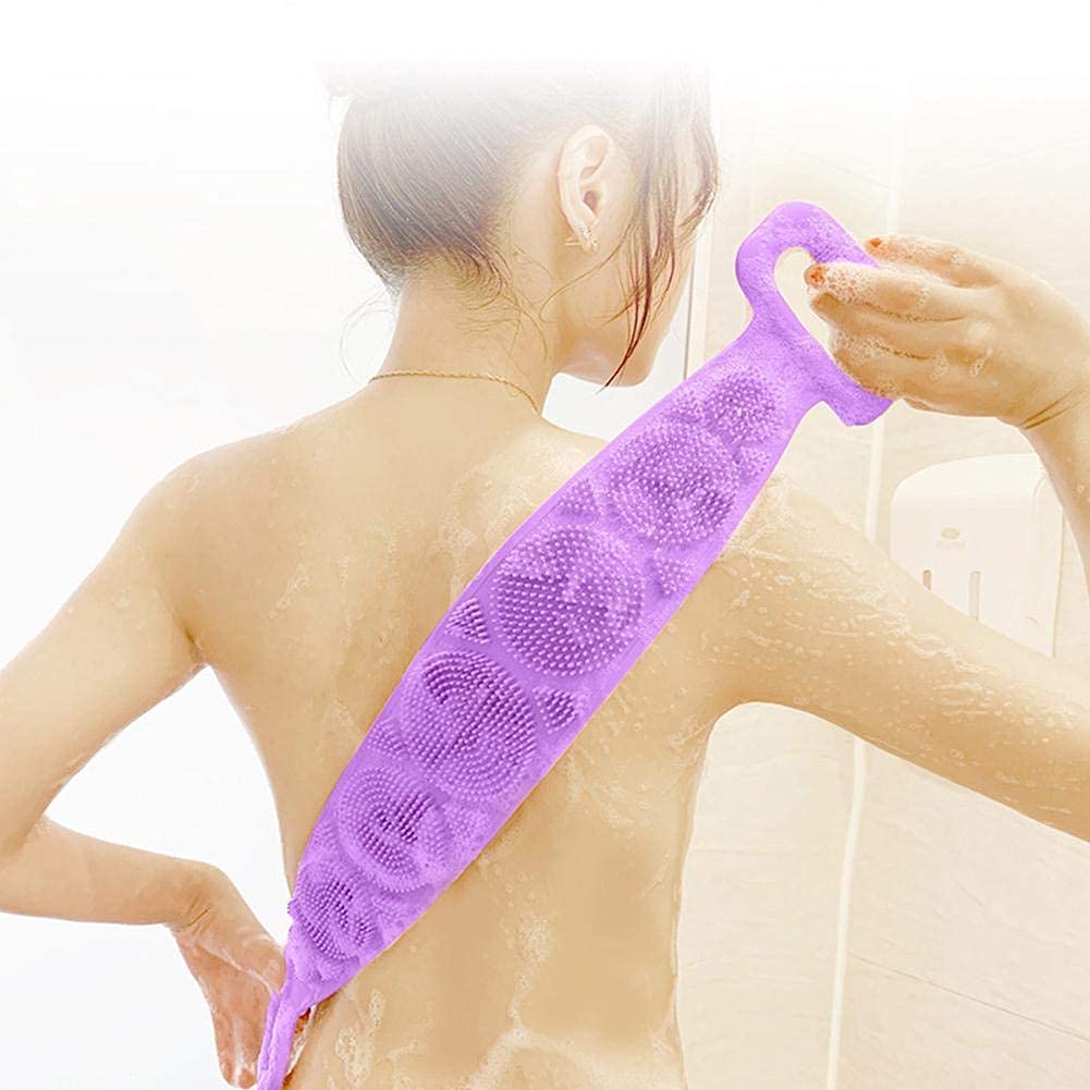 Samarth Deals Silicone Shower Brush - Dual-Sided Bath Body Scrubber & Massager with Long Silica Gel Wash Towel for Gentle & Dry Skin Care | Perfect for Exfoliation, Back Scrubbing & Spa Relaxation at Home