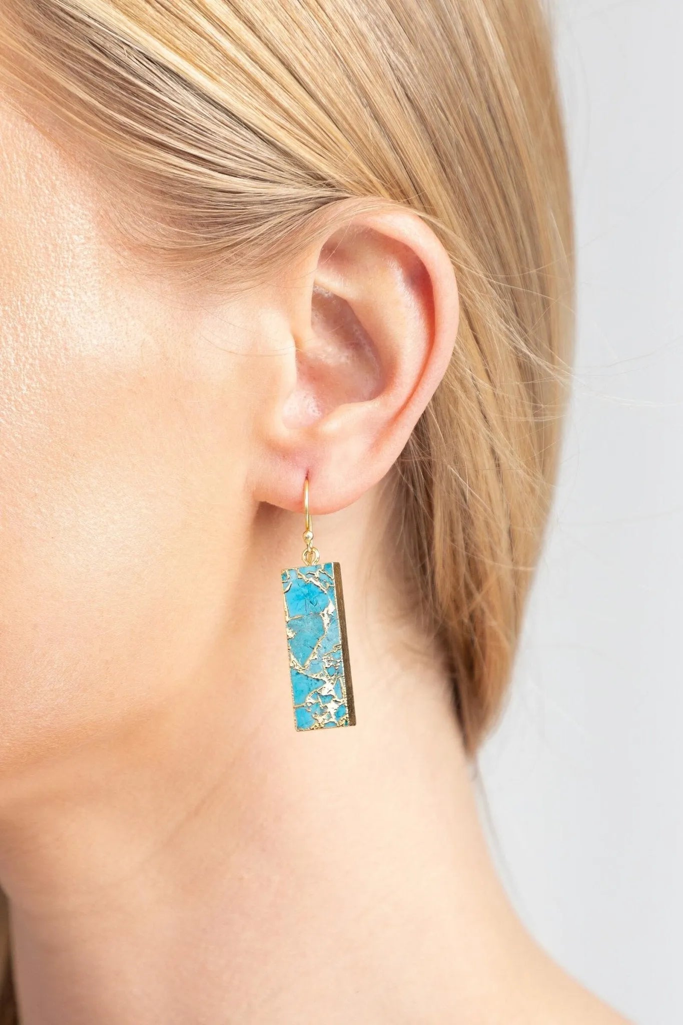 Gemstone Rectangle Mojave Earrings for Women - Elegant Boho Dangle Earrings with Natural Stones - Perfect for Parties, Weddings & Everyday Wear