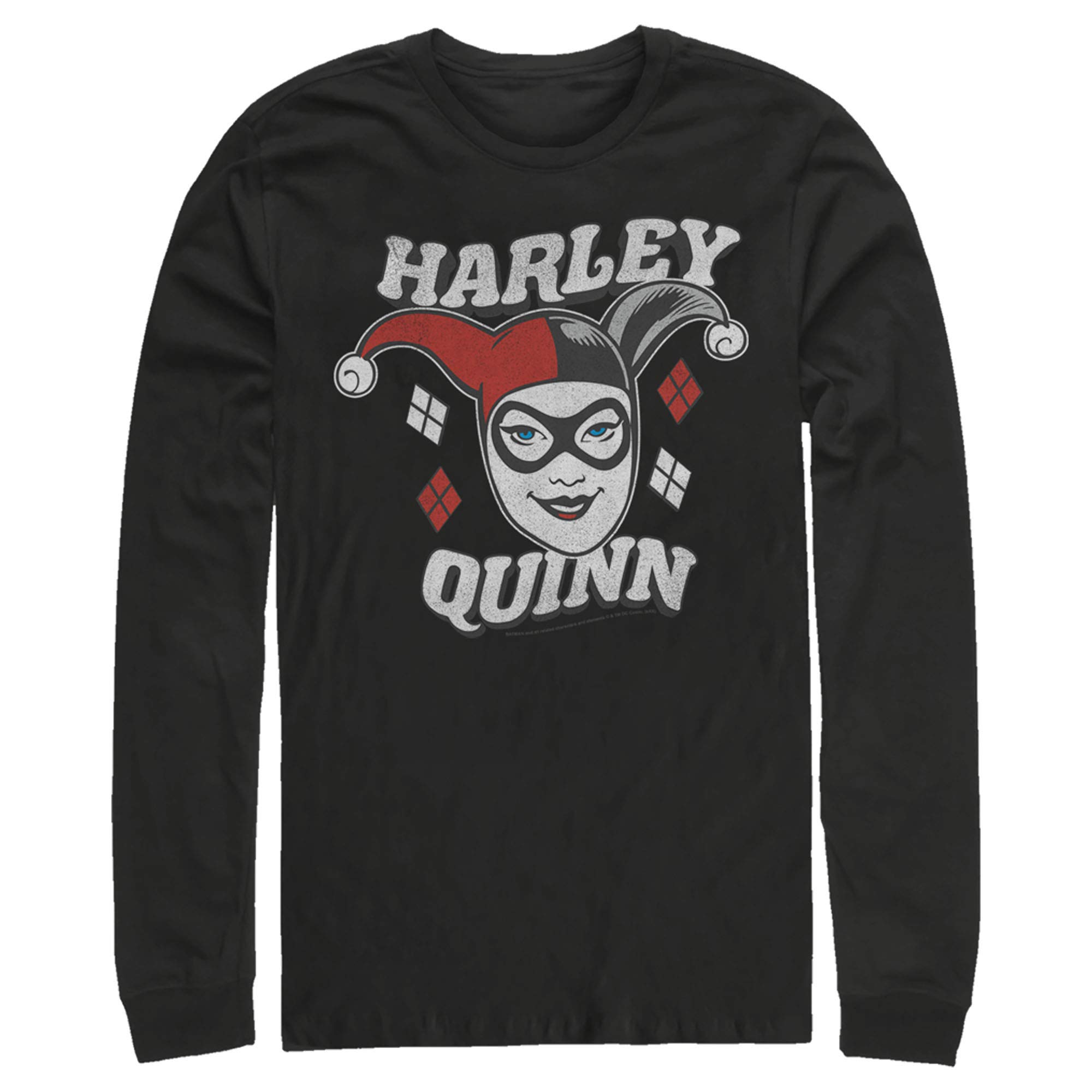 Batman Harley Quinn Smile Face Graphic Long Sleeve T-Shirt for Men - Superhero Comic Tee for Cosplay, Halloween & Casual Wear