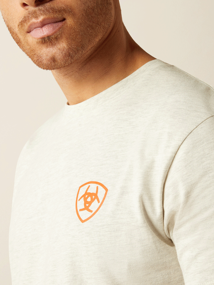 Ariat Men's Bison Landscape T-Shirt - Comfortable Oatmeal Heather Cotton Tee for Outdoor Adventures & Casual Wear