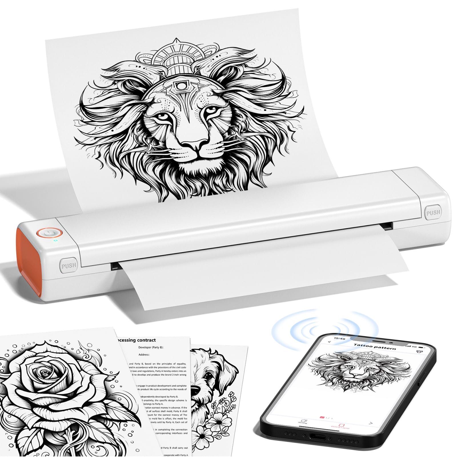 Itari M08F Wireless Tattoo Stencil Printer - Bluetooth Thermal Transfer Machine for Tattoo Artists, Includes 10pcs Stencil Paper, Works with Smartphone & PC - Perfect for Tattoo Studio, Home Practice & Professional Tattoo Design