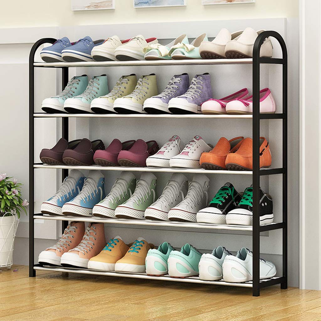 LXRLS Shoe Rack - 5-Tier Space Saving Shoe Organizer for Home, Dorm & Entryway - Easy Assembly Black Shoe Cabinet with Dustproof Design - Perfect for Small Spaces & Apartment Living