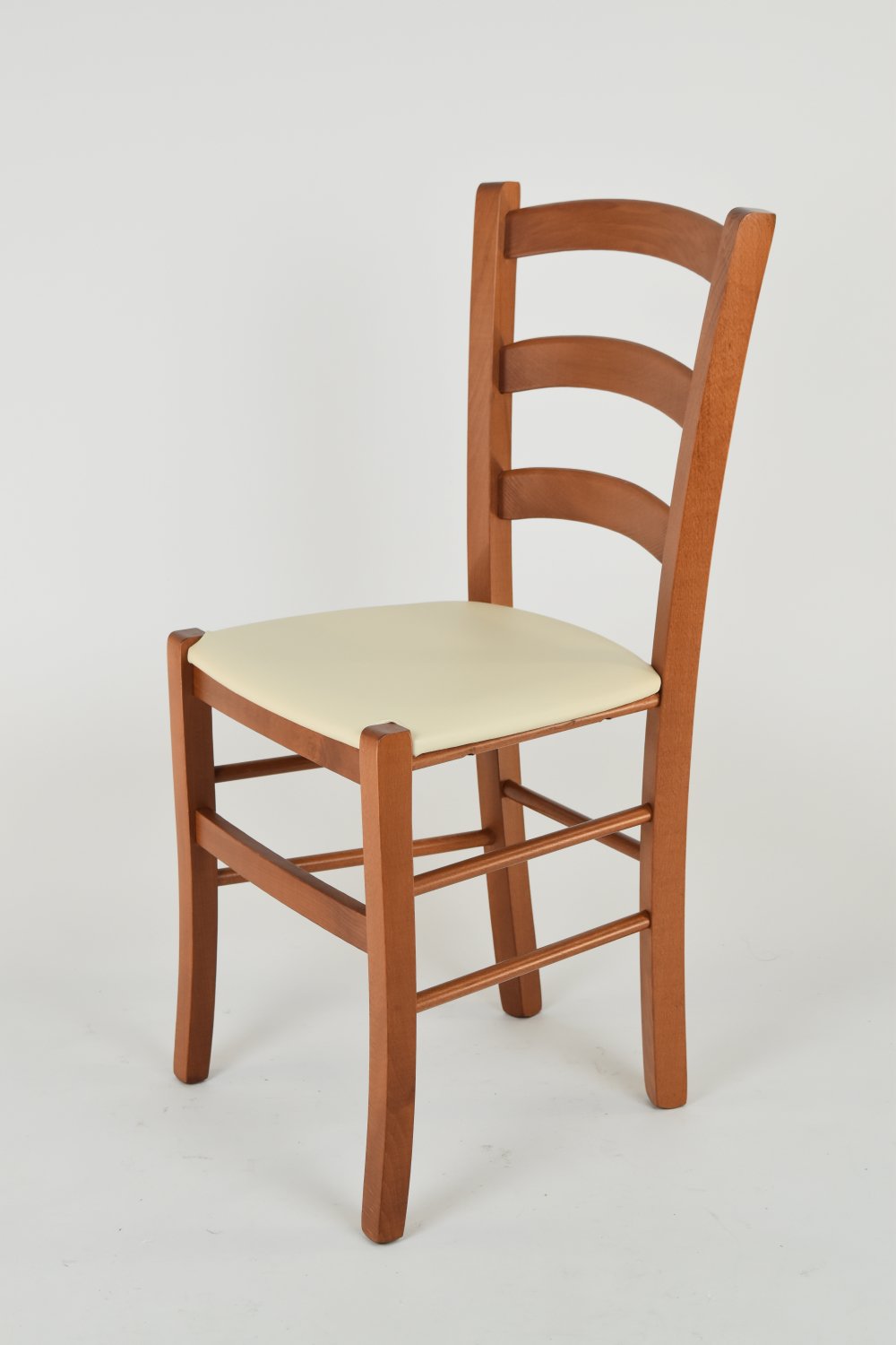 TommyChairs Venice Wooden Dining Chair - Cherry Beech Frame with Ivory Polyurethane Upholstered Seat - Perfect for Kitchen, Dining Room, and Home Decor