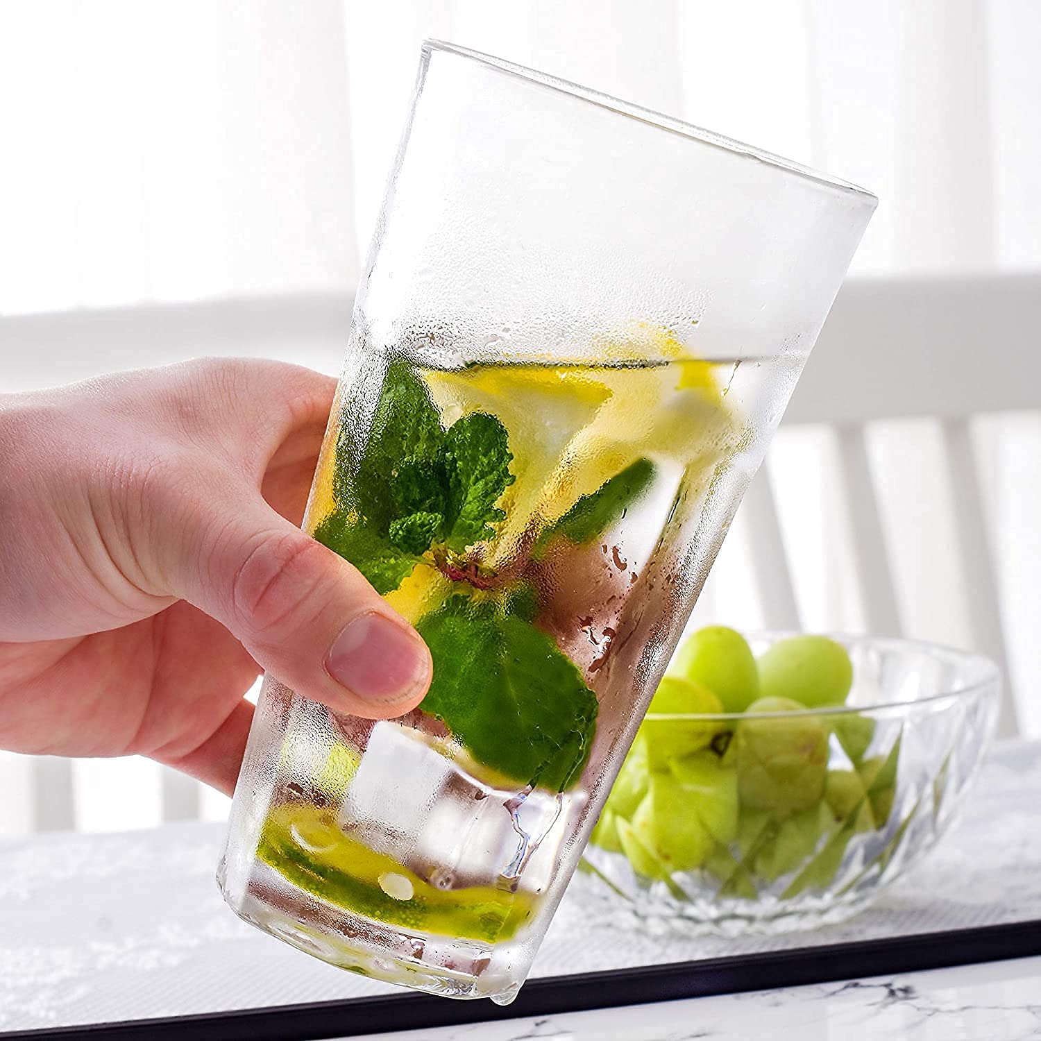 Bellaxia 400 ML Clear Glass Tumbler Set of 2 - Highball Drinking Glasses for Cocktails, Juice, Milkshakes, Soda & Iced Tea | Dishwasher Safe | Perfect for Home Bars, Parties & Restaurants